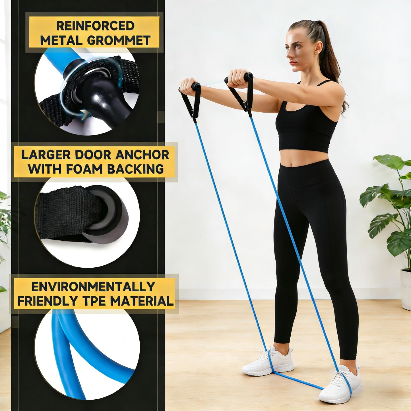 20 Pcs Resistance Bands with Handles for Home Workouts, Universal Exercise Bands Set for Physical Therapy & Rehabilitation, Multi-Functional Strength Training & Toning Elastic Bands for Women and Men