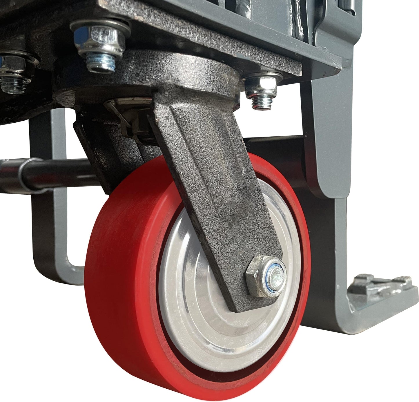4,000 LB. Cap-PHT Hydraulic Machinery & Equipment Mover with Adjustable Forks (4.5" to 19" Width), 2 Swivel PU on Steel Wheels (5.85" x 2"), 2 Straps (16 feet Each).