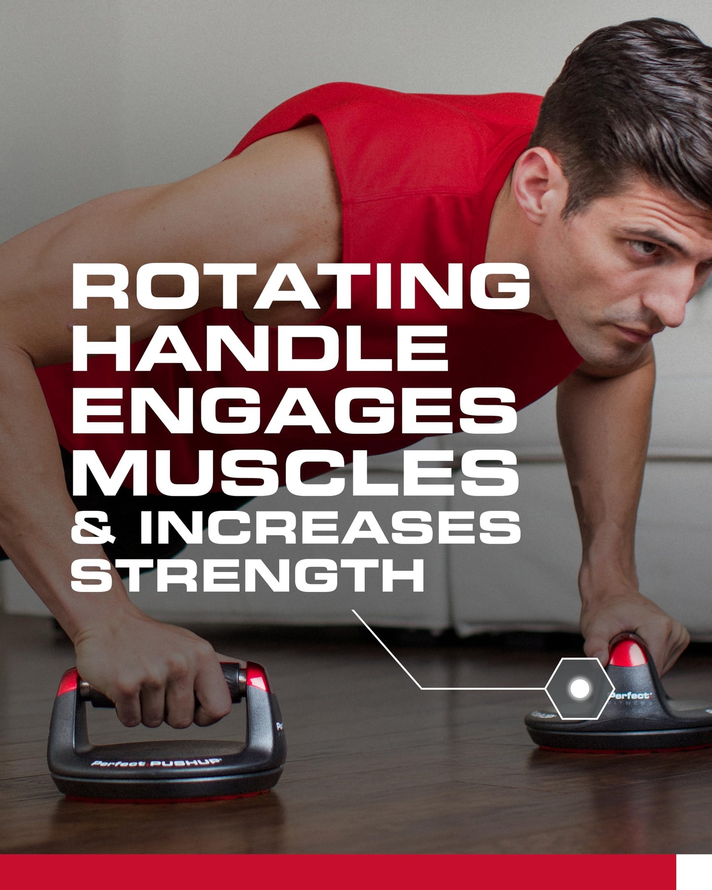 Perfect Pushup Elite - Rotating Handle Design with Steel Ball Bearings for Smooth, Effortless Handle Rotation - Ergonomic Grips, 8" Base & Textured, Non-Slip Bottom Treads - Supports up to 400lbs