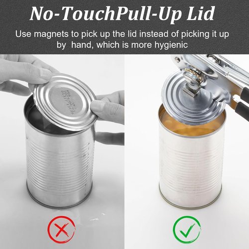 Commercial Can Opener Manual, RICKUNCL Heavy Duty Can opener with Magnet, Stainless Steel Handheld Can Opener with Folding Easy Crank Handle Oversized Knob for Big Cans and All Size Cans