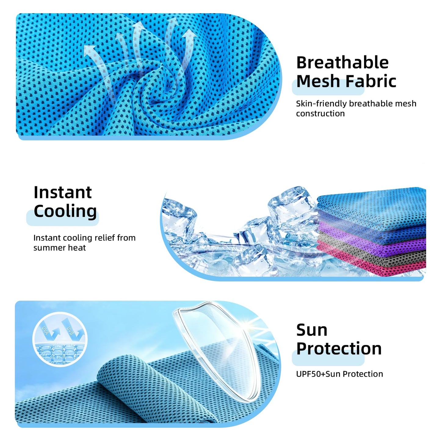 QRYIPGK 5 Pack Cooling Towel 31"x11", Microfiber Gym Towels for Men and Women，Soft Breathable Chilly Towe for Yoga, Running, Workout,Gym, Camping, Fitness, Workout