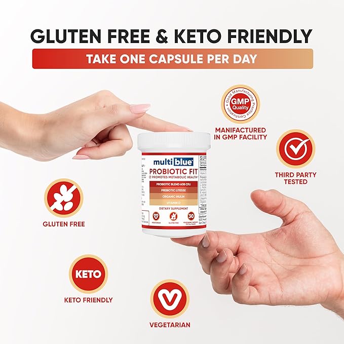 Probiotic Fit for Men & Women, Bifidobacterium Lactis B-420, Digestive & Gut Health, 60 Billion CFU, Prebiotic + Vitamin D3, 30 Cnt