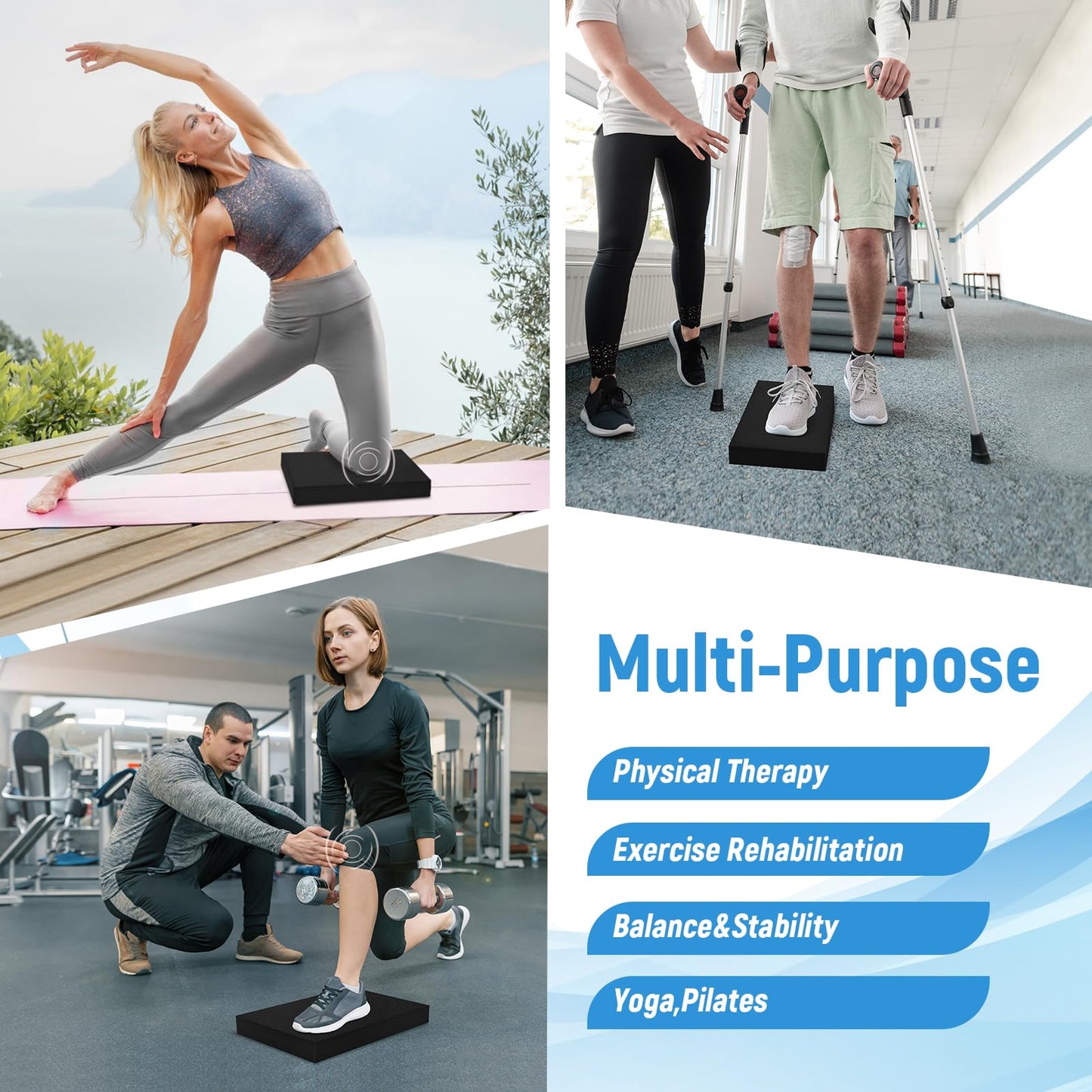 Balance Pad for Exercise 20x16x2.5 Inch,Non-Slip Foam Mat for Fitness,Yoga, Foam Balance Board Physical Therapy, Knee Pad for floor (Black)
