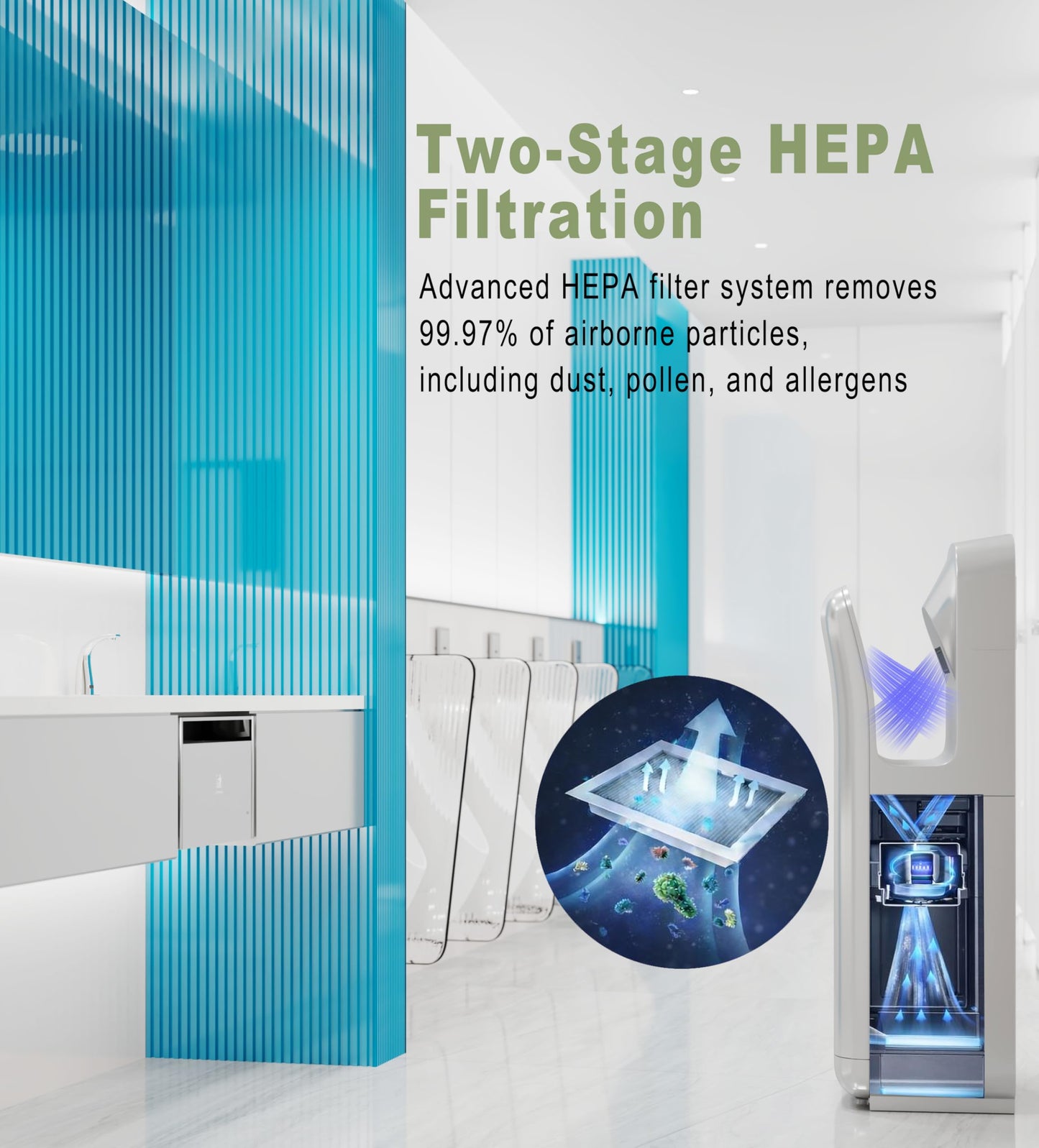 AIMEIKE Commercial Hand Dryer, Vertical High-Speed Electric Hand Dryer for Bathrooms, Automatic Touchless Hands-in Hand Dryer for Large Public Restrooms, Offices, Hotels, Schools, Silver