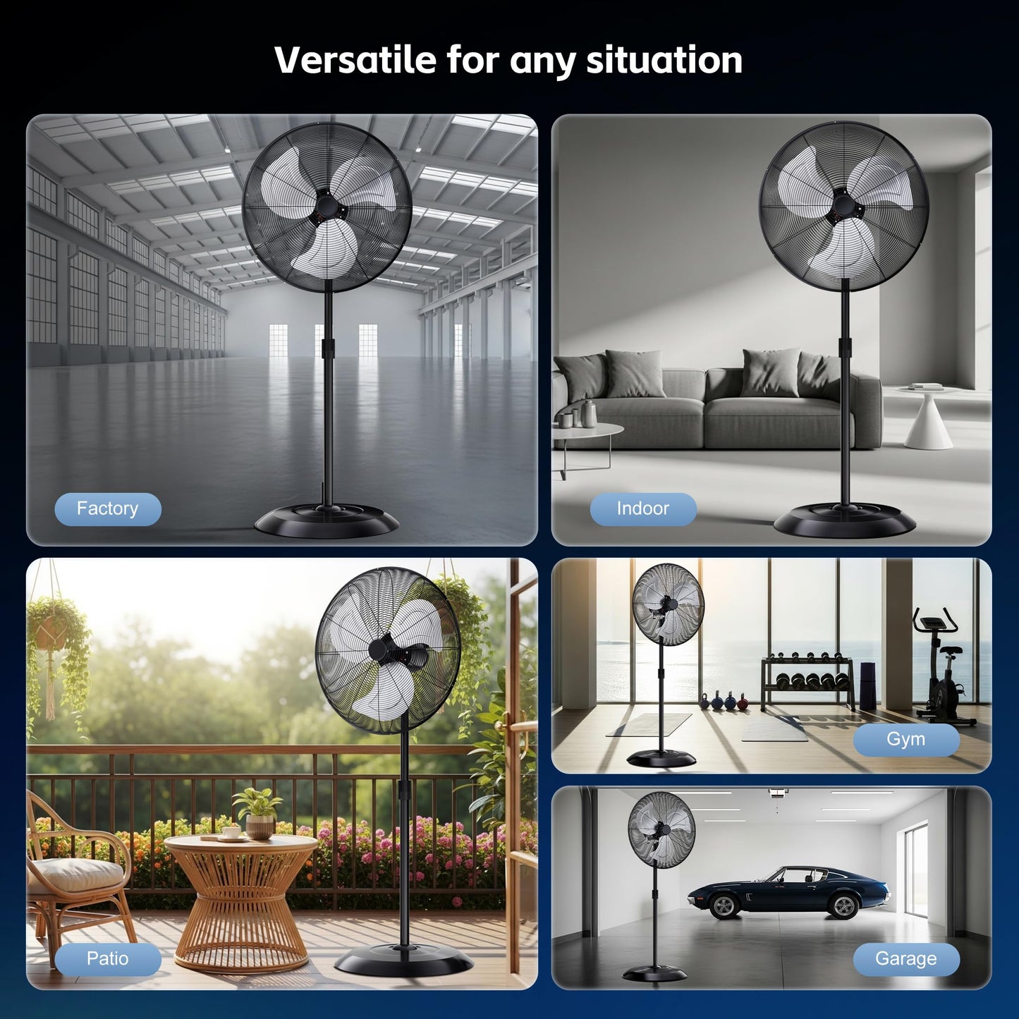 Uthfy 30" 9600 CFM Outdoor Pedestal Fan Oscillating, High Velocity standing fan with 3 Speed, Adjustable Height, Industrial Fans Heavy Duty, 120° Cooling for Warehouse, Garage, Gym, Patio, Silver