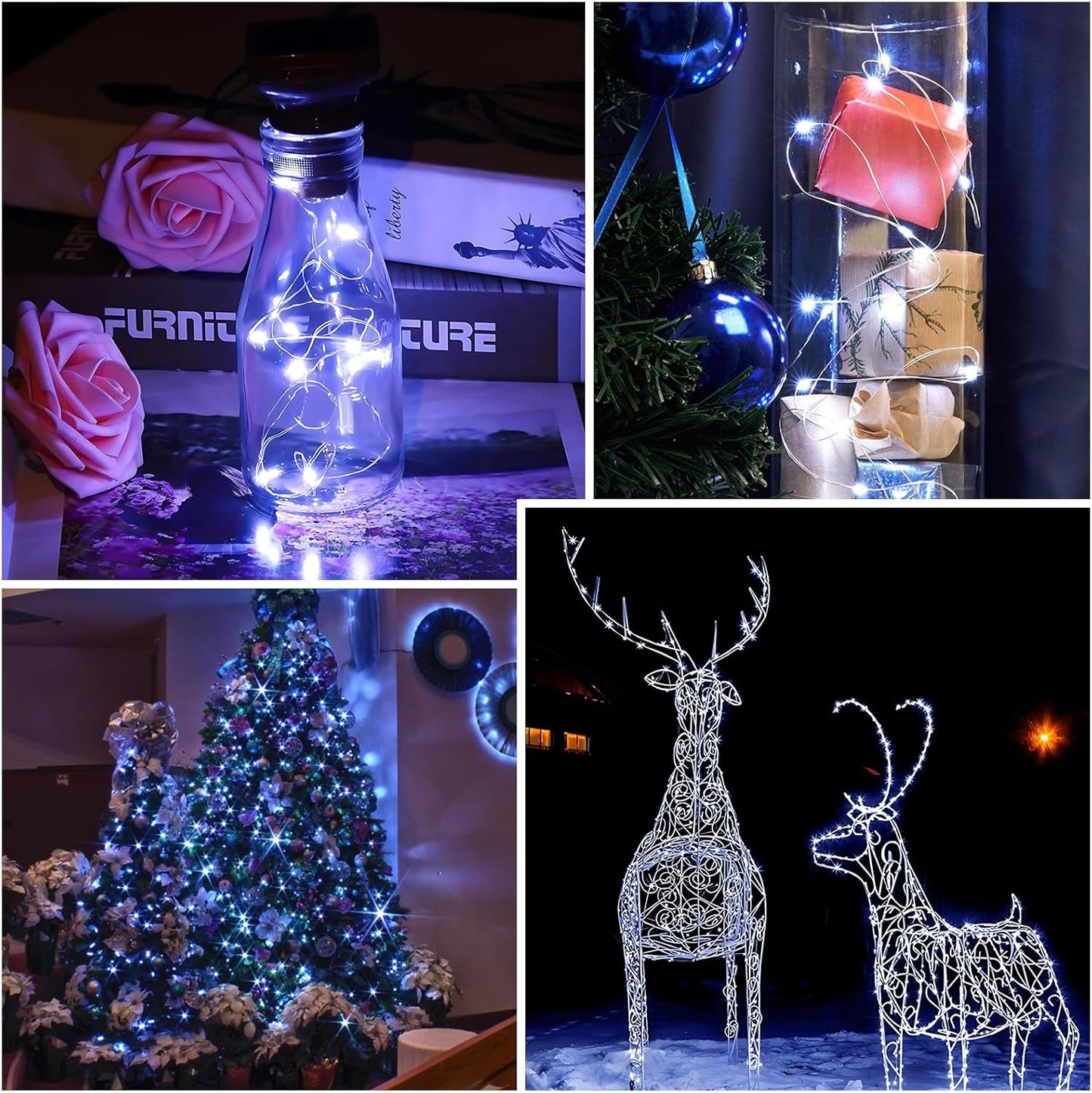 Skiennix LED Fairy Lights - Waterproof Battery Operated Silver Wire String Lights | 7 Feet, 20 LEDs for DIY Decor