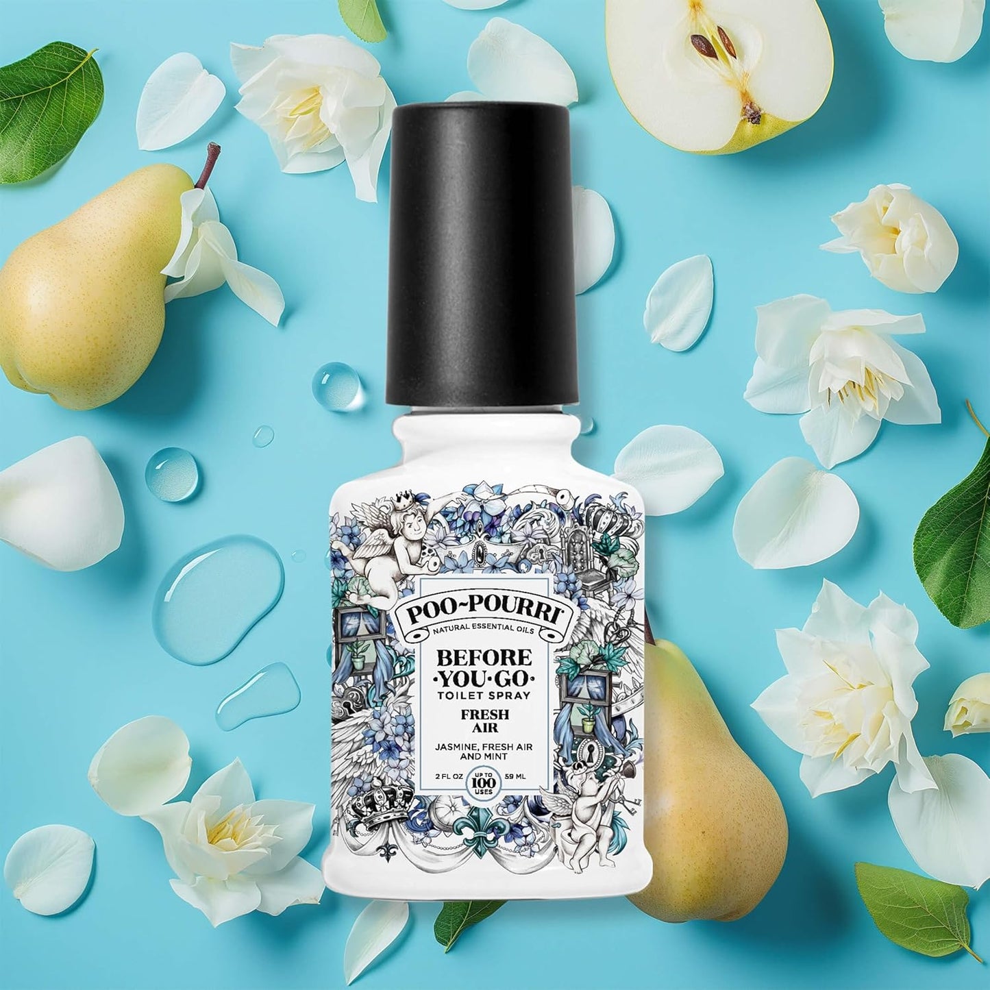 Poo-Pourri Toilet Spray - Fresh Air & Mint Scent, 2 Fl Oz | Jasmine Essential Oil Blend