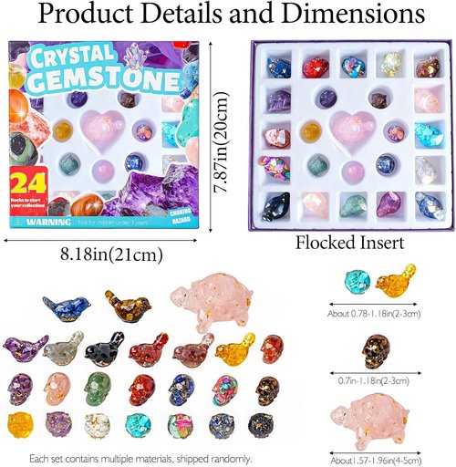 Crystal Advent Calendar 2025 - 24 PCS Gemstones, Minerals & Fossils Collection | Christmas Countdown