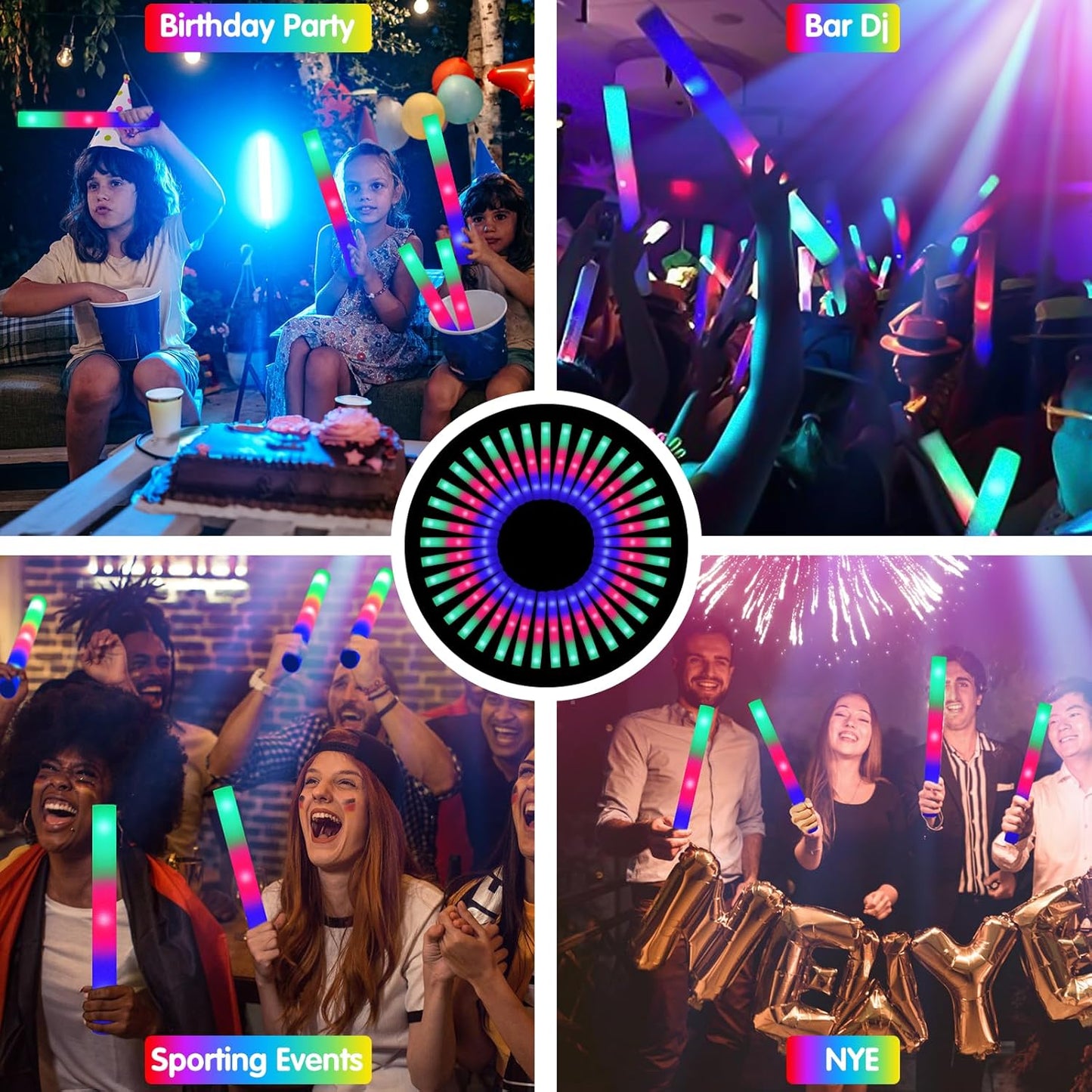 SHQDD LED Foam Glow Sticks - 28PCS Colorful Light-Up Party Pack with 3 Flashing Modes | Perfect for Weddings, Birthdays & Raves