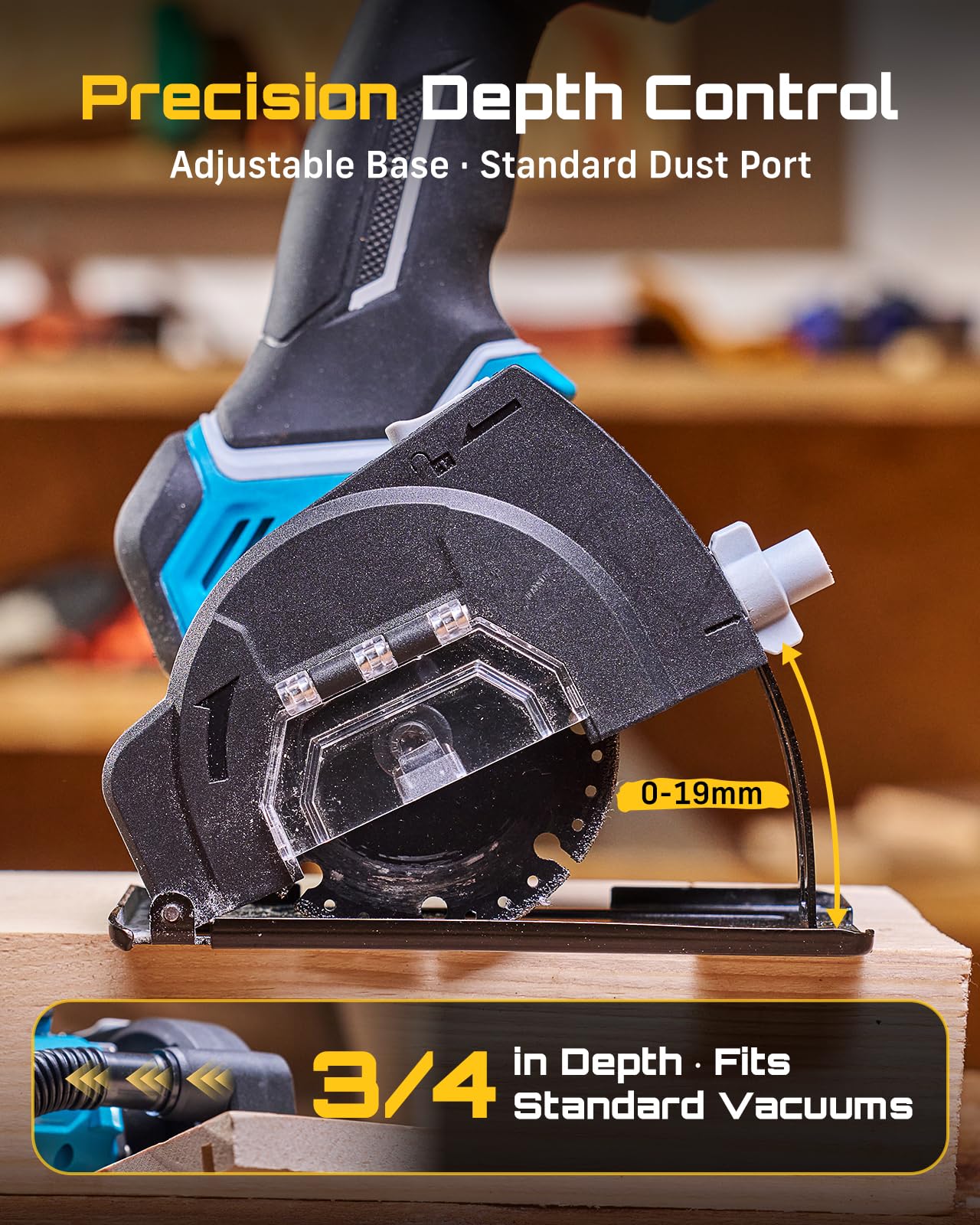 Seesii 3" Cut Off Tool Cordless 21V Max - Brushless & Compact, 20000 RPM Mini Circular Saw with 3/8" Arbor Blades, 0.1s Brake, Forward/Reverse, 2×4.0Ah Batteries for Wood, Metal, Tile, Rebar