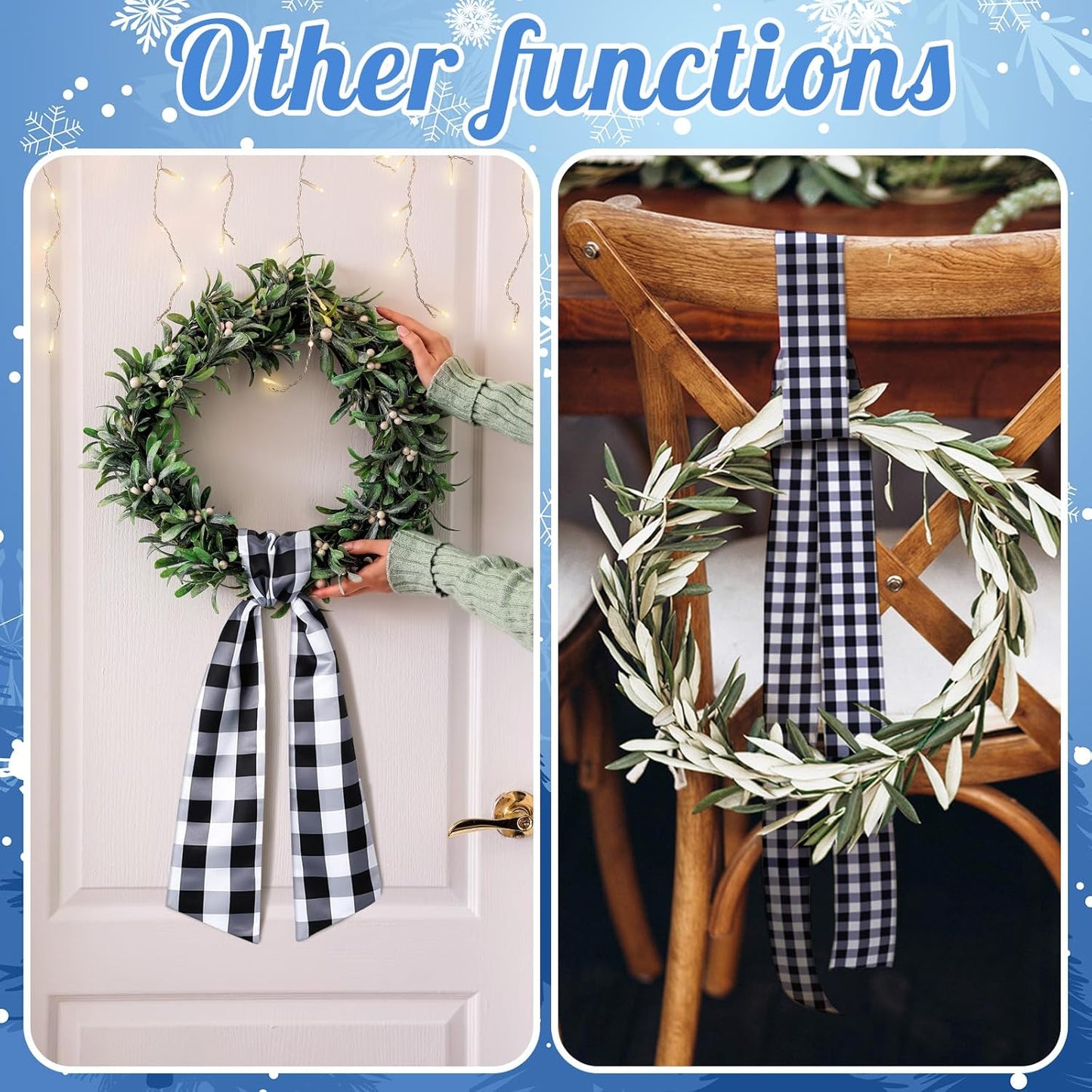 VitalCozy Wreath Sash - Satin Ribbon for Embroidery Monogram Garland | Plaid Design for Indoor/Outdoor Decor