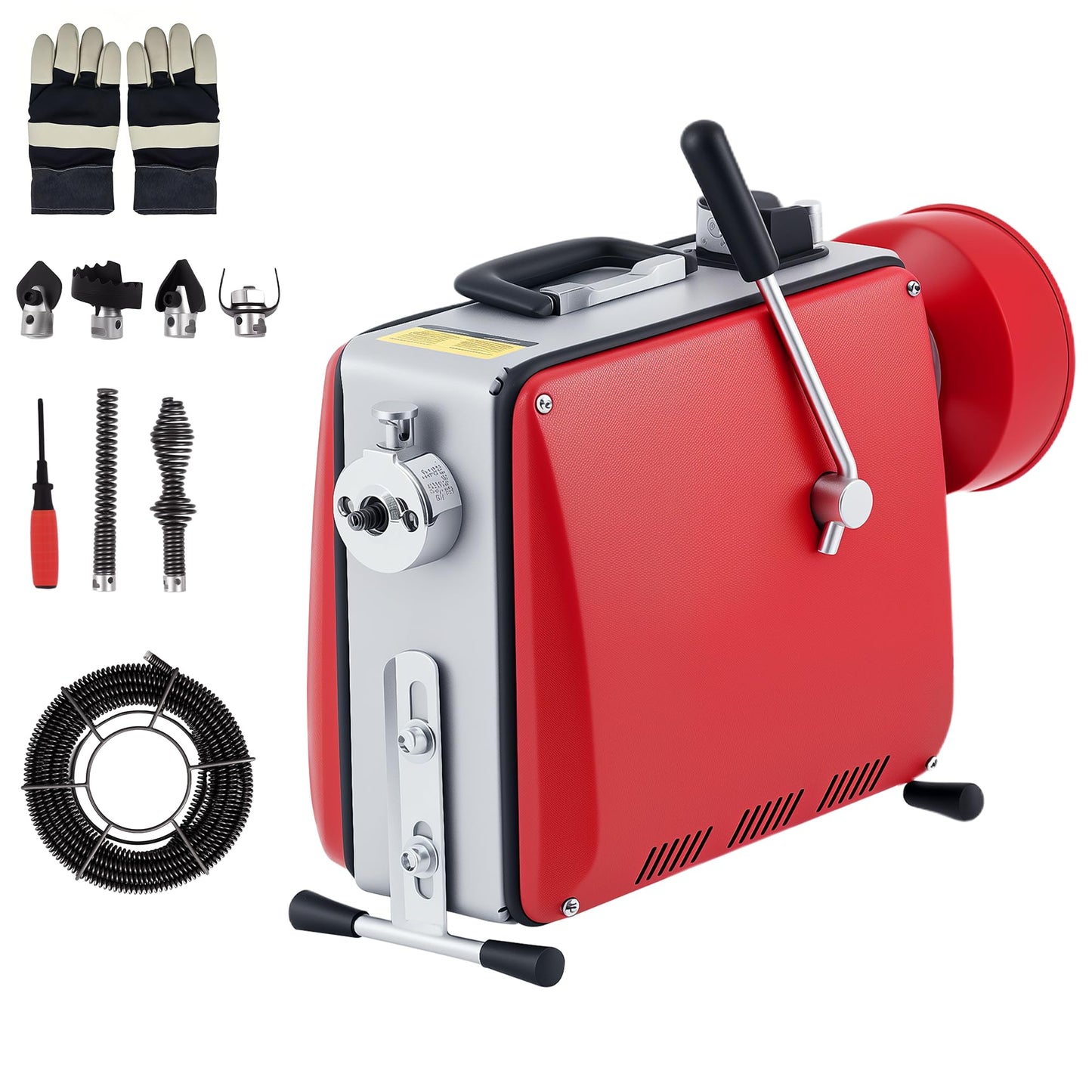 GarveeTech Portable Electric Drain Cleaner Machine, 66Ft x 5/8" & 16Ft x 3/8" Dual Cable Sewer Snake Auger with 6 Cutters for 1-4 Inch Pipes Clog Removal for Household & Professional Use