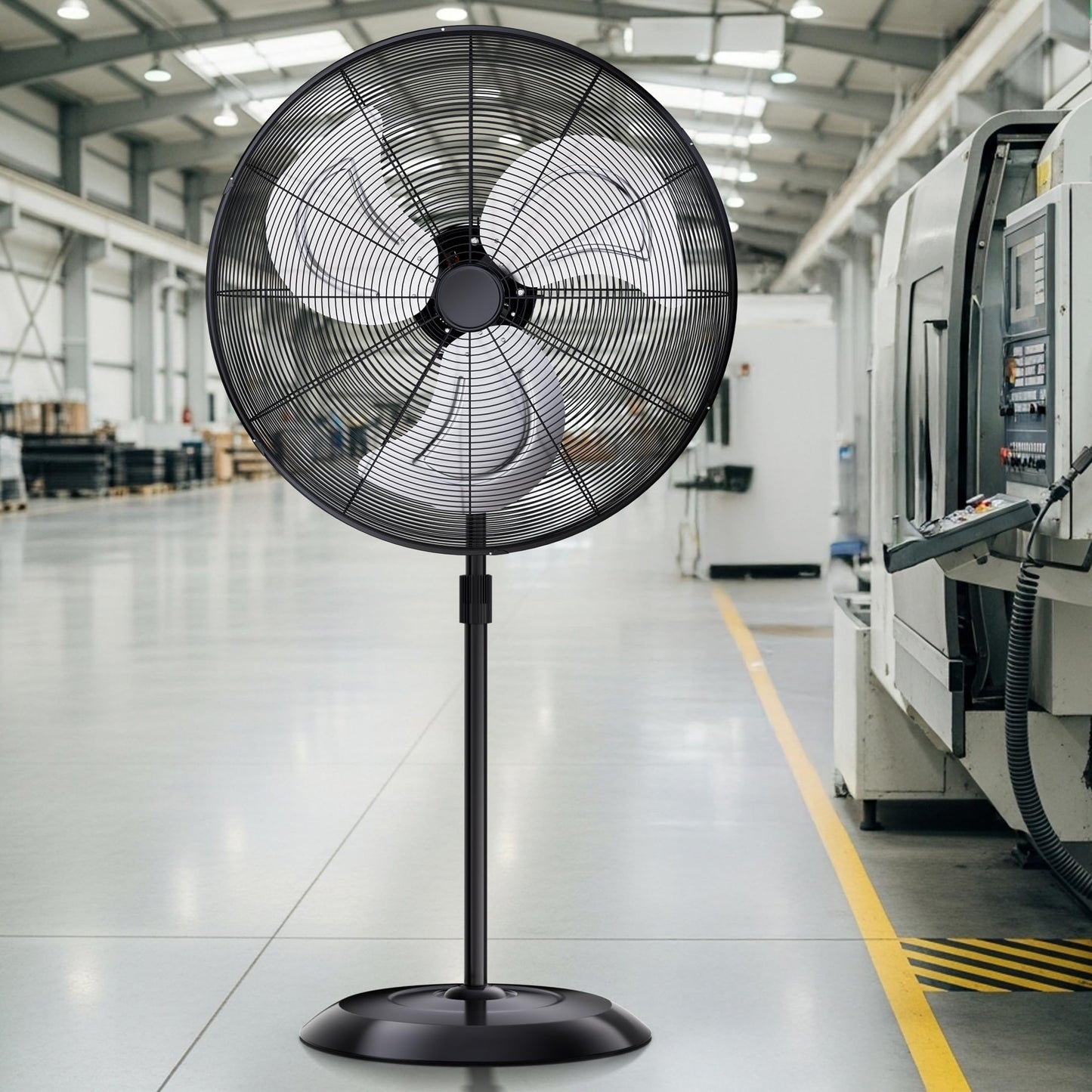 Uthfy 30" 9600 CFM Outdoor Pedestal Fan Oscillating, High Velocity standing fan with 3 Speed, Adjustable Height, Industrial Fans Heavy Duty, 120° Cooling for Warehouse, Garage, Gym, Patio, Silver