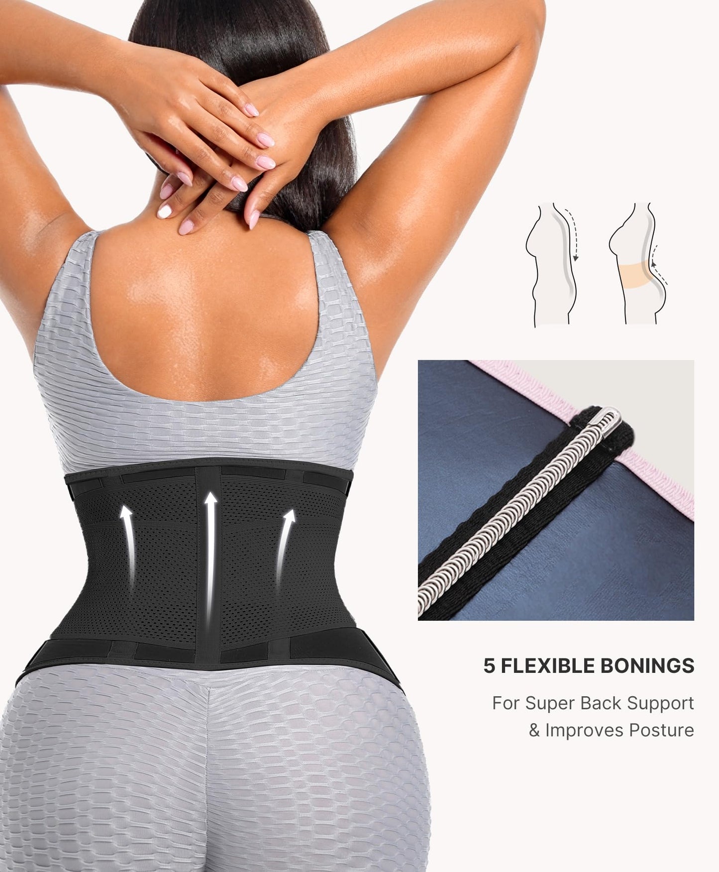SHAPELLX Sauna Waist Trainer Women Sweat Band Belt for Women Lower Belly Fat Working Out Waist Trimmer Sauna Suit BlackL