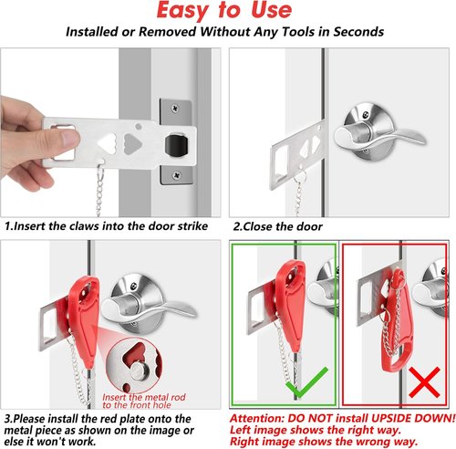 AceMining Portable Door Lock - Enhance Home Security & Privacy | Ideal for Travel, Hotels & Apartments