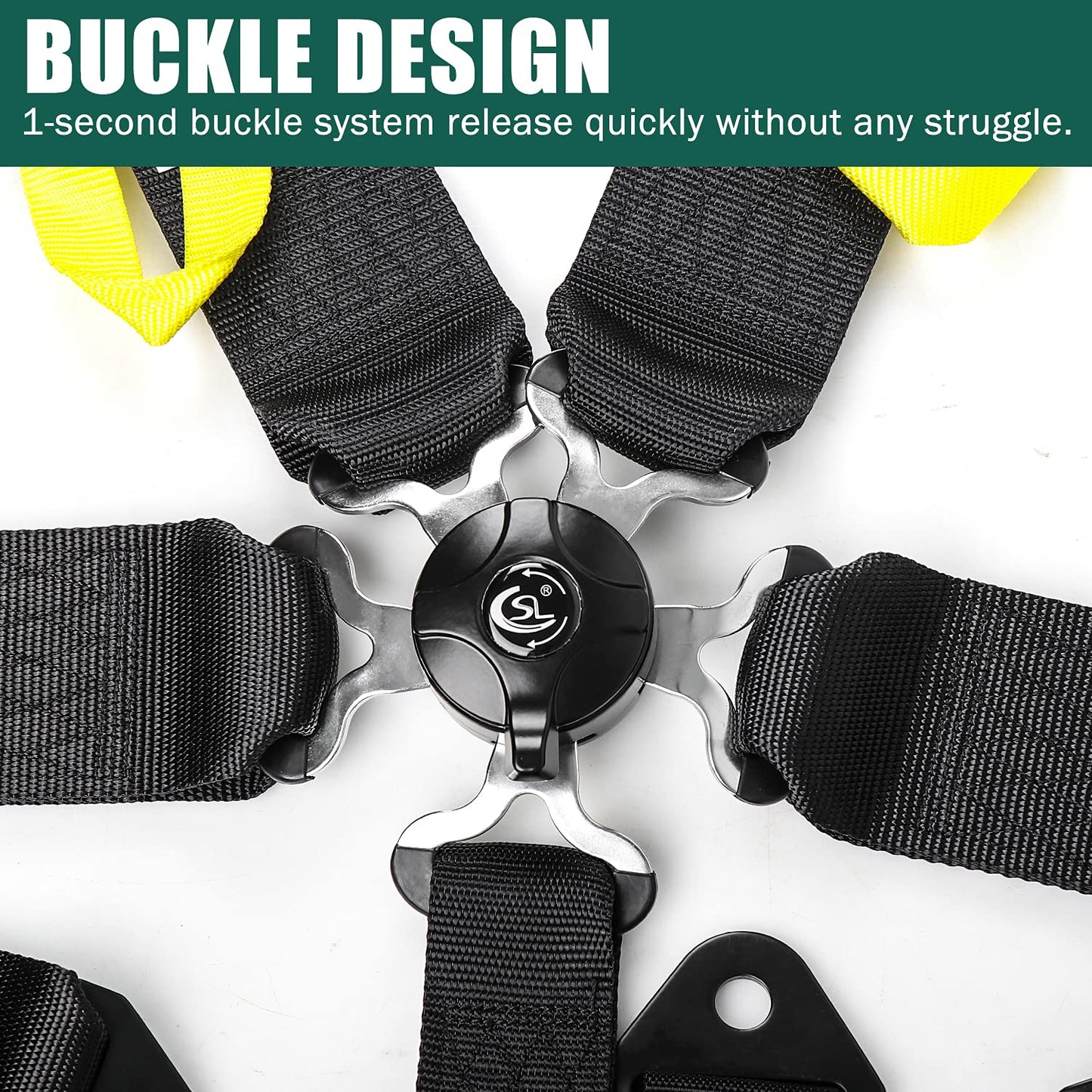 BESTZHEYU 2PCS Black 5-Point Racing Harness Set SFI with Ultra Comfort Heavy Duty Shoulder Pads Universal Polyester Harness Set