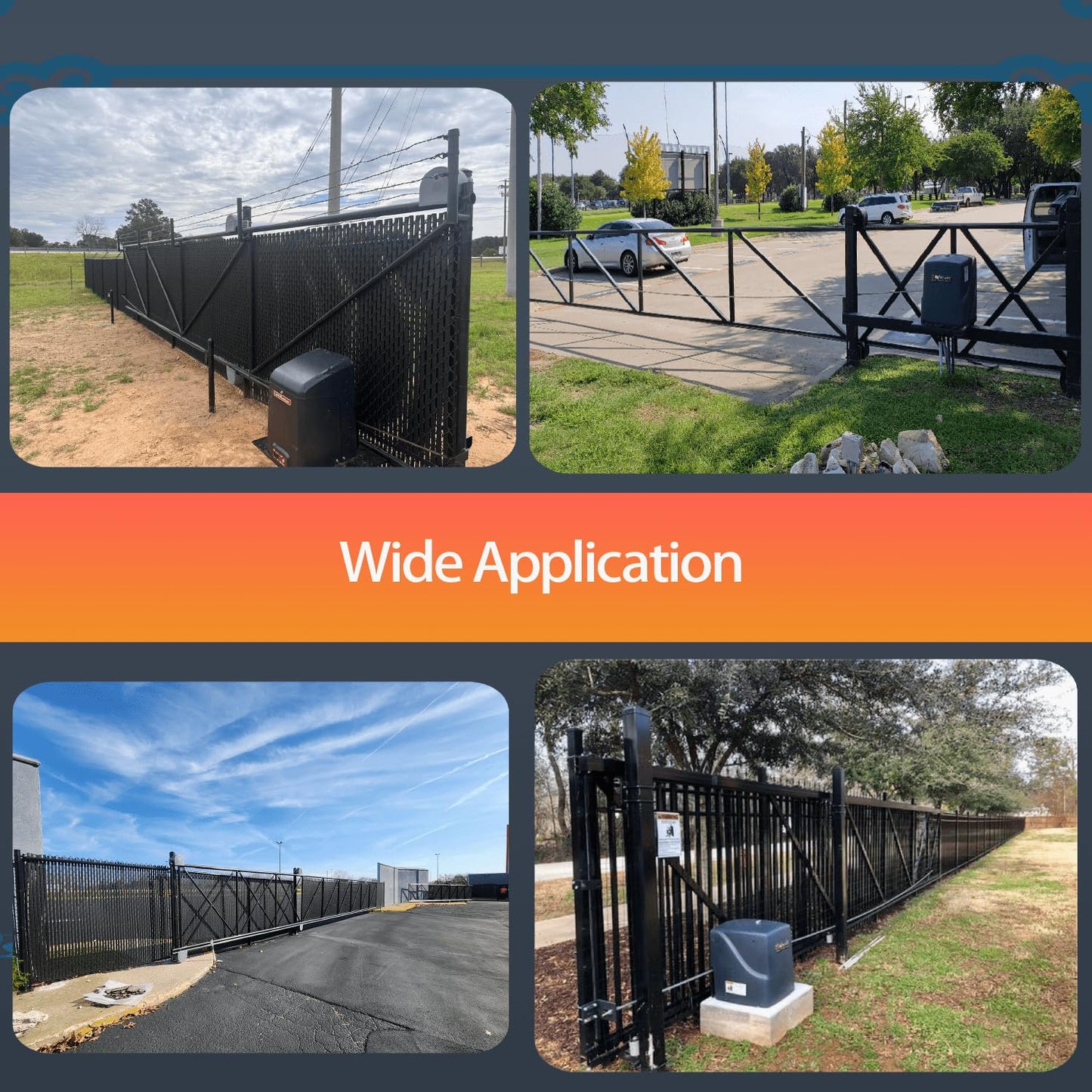 Sliding Gate Rollers, Nylon Cantilever Slide Gate with Covers, 4" Square Post × 2" Chain Link Fence Gate Frame, Sliding Gates, Chain Link Gate Roller-1PCS