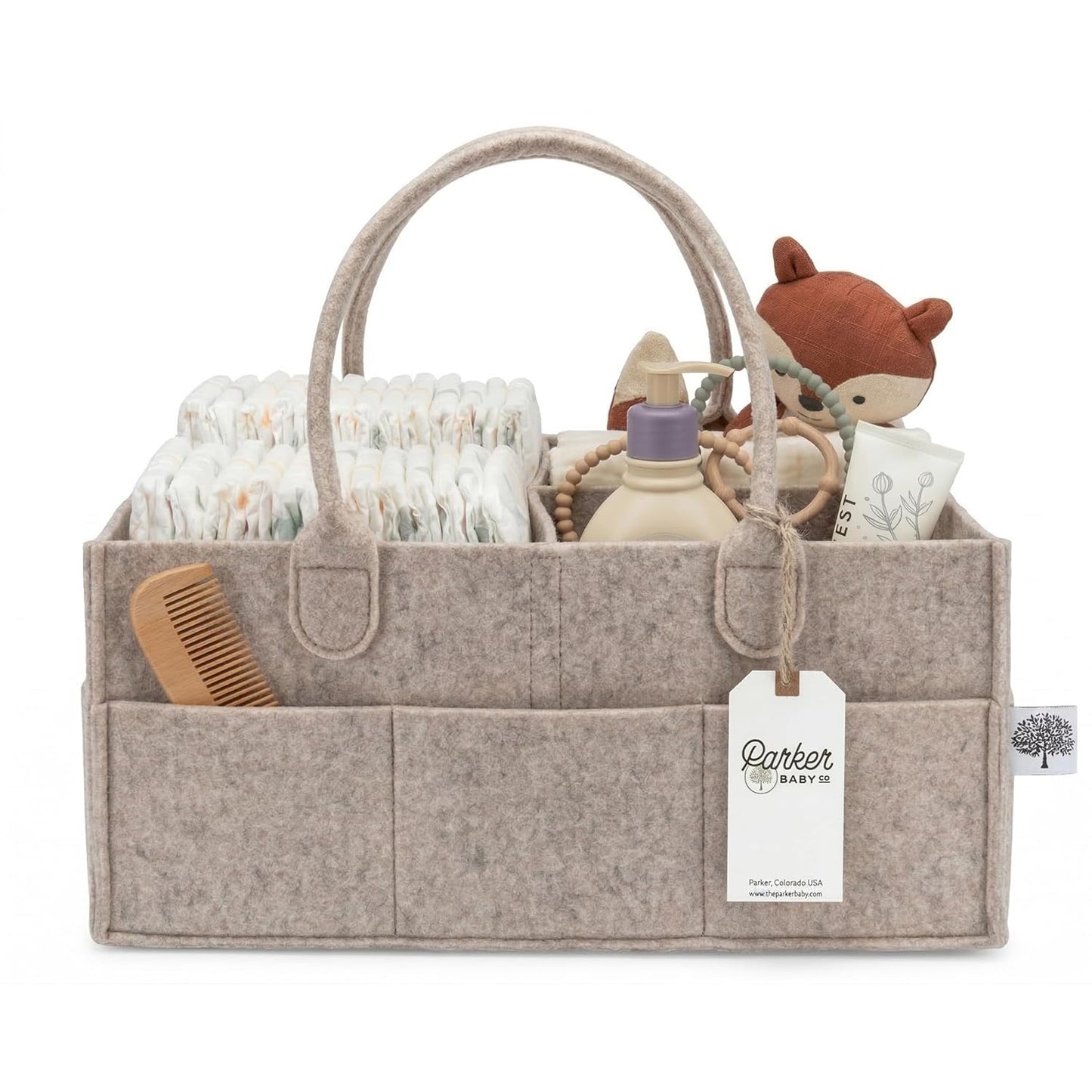 Parker Baby Co. Diaper Caddy - Large Nursery Storage Bin & Car Organizer for Diapers | Oatmeal