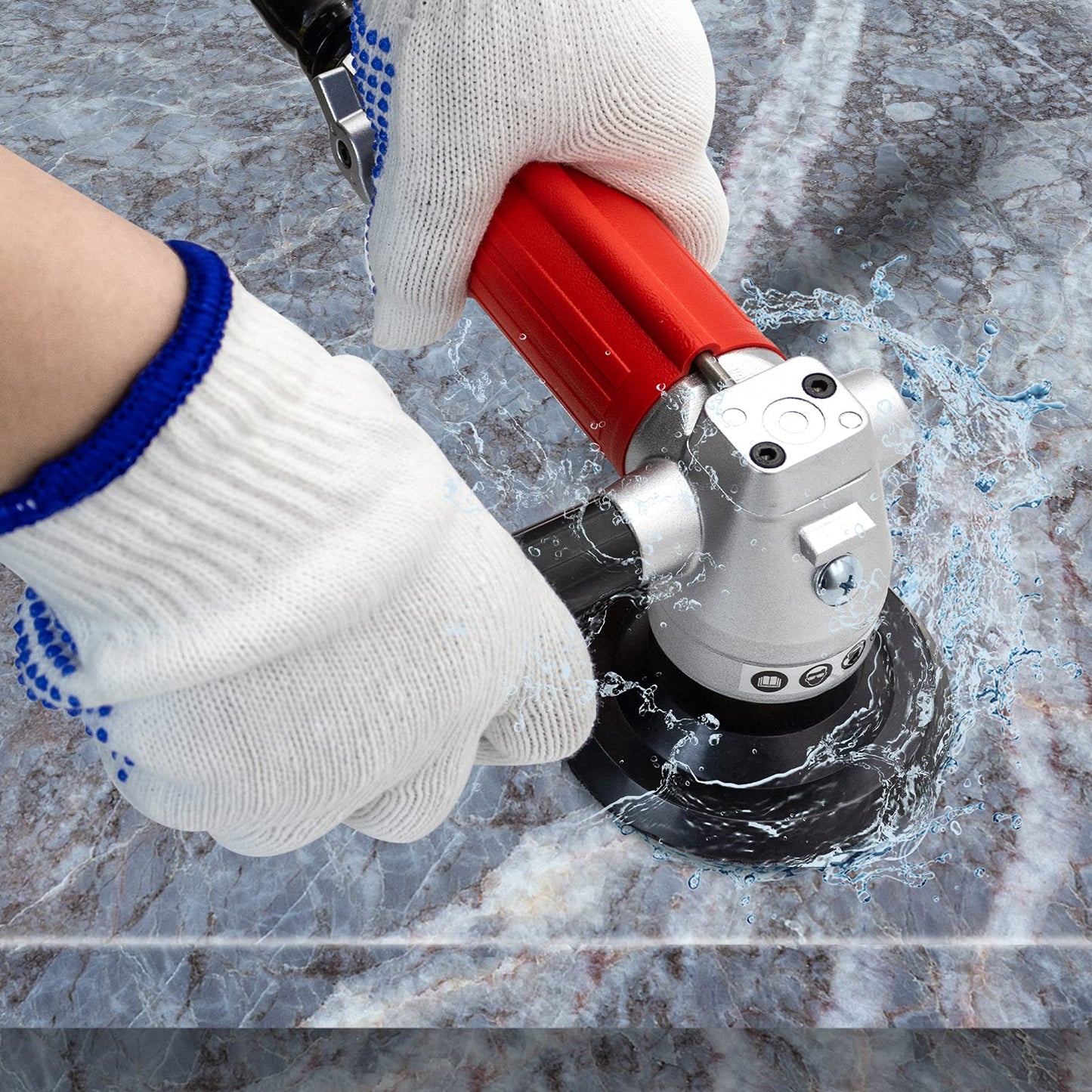 SDRTOP Air Wet Stone Polishers 4 Inch Pneumatic Water Grinders Air Powered Wet Sander with Rear Exhaust 5500 Rpm for Granite Marble Concrete Polishing