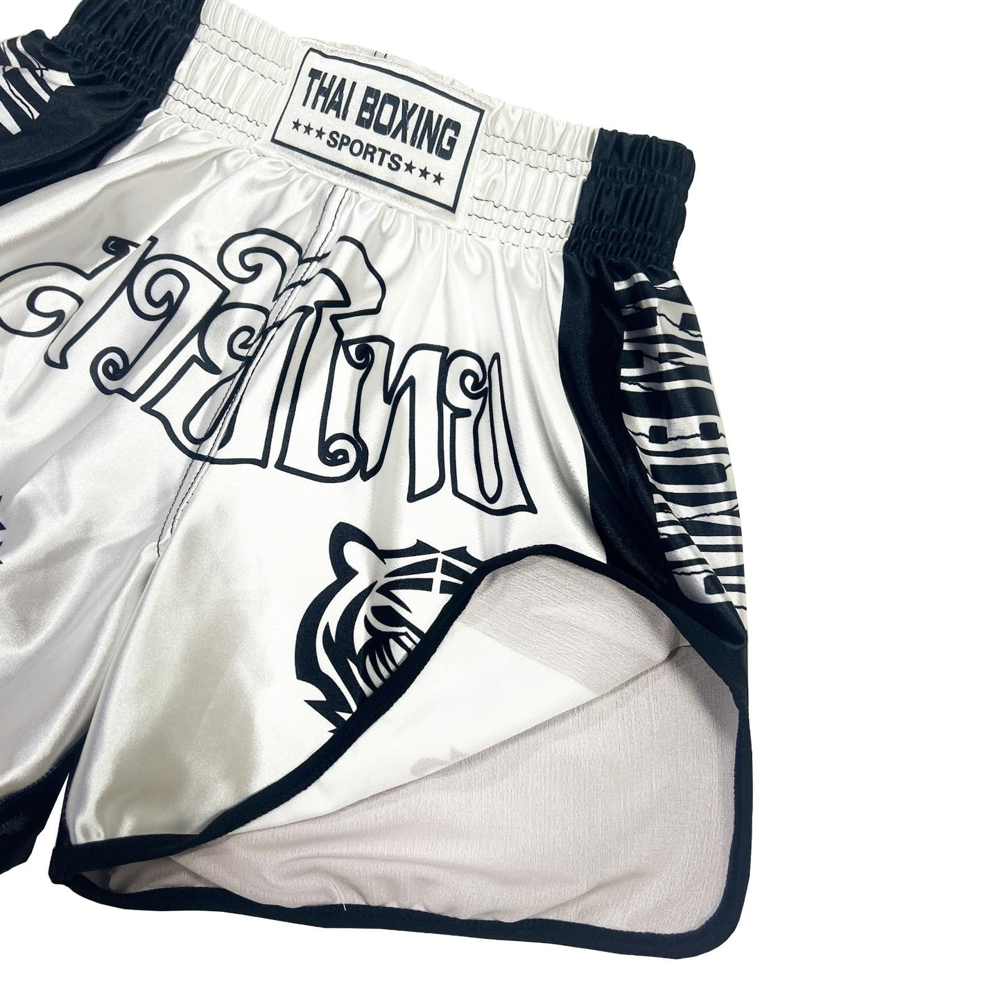 KKmeter Kids Boys Muay Thai Shorts Boxing Kickboxing MMA Club Training Competitions Athletic Trunk (US, Alpha, XX-Small, Regular, White)
