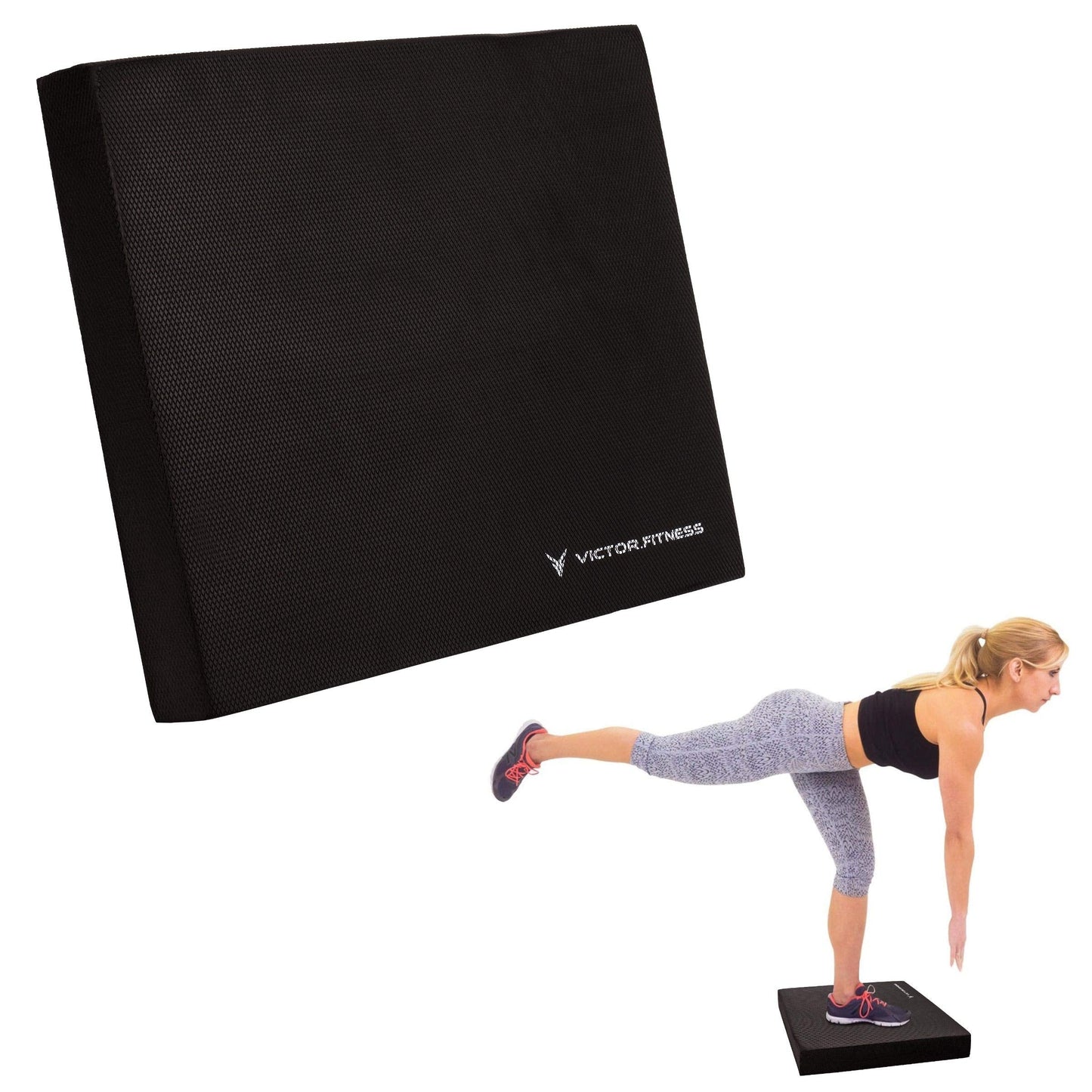Victor Fitness Black Non-Slip Balance Foam Pad for Stability Training, Yoga, Physical Therapy, Knee, and Lower Back Support - Gym or Office Use