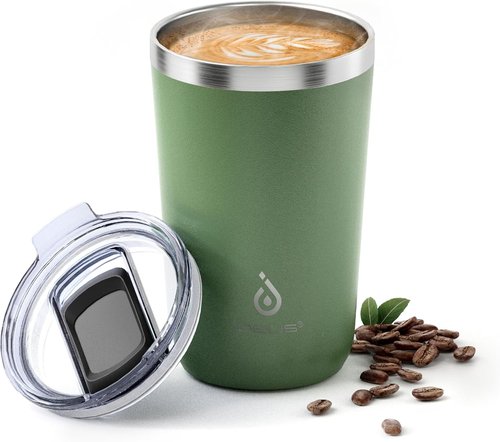Ideus 20 oz Travel Coffee Mug - Double Wall Stainless Steel Insulated Tumbler with Splash Proof Lid | Avocado Green
