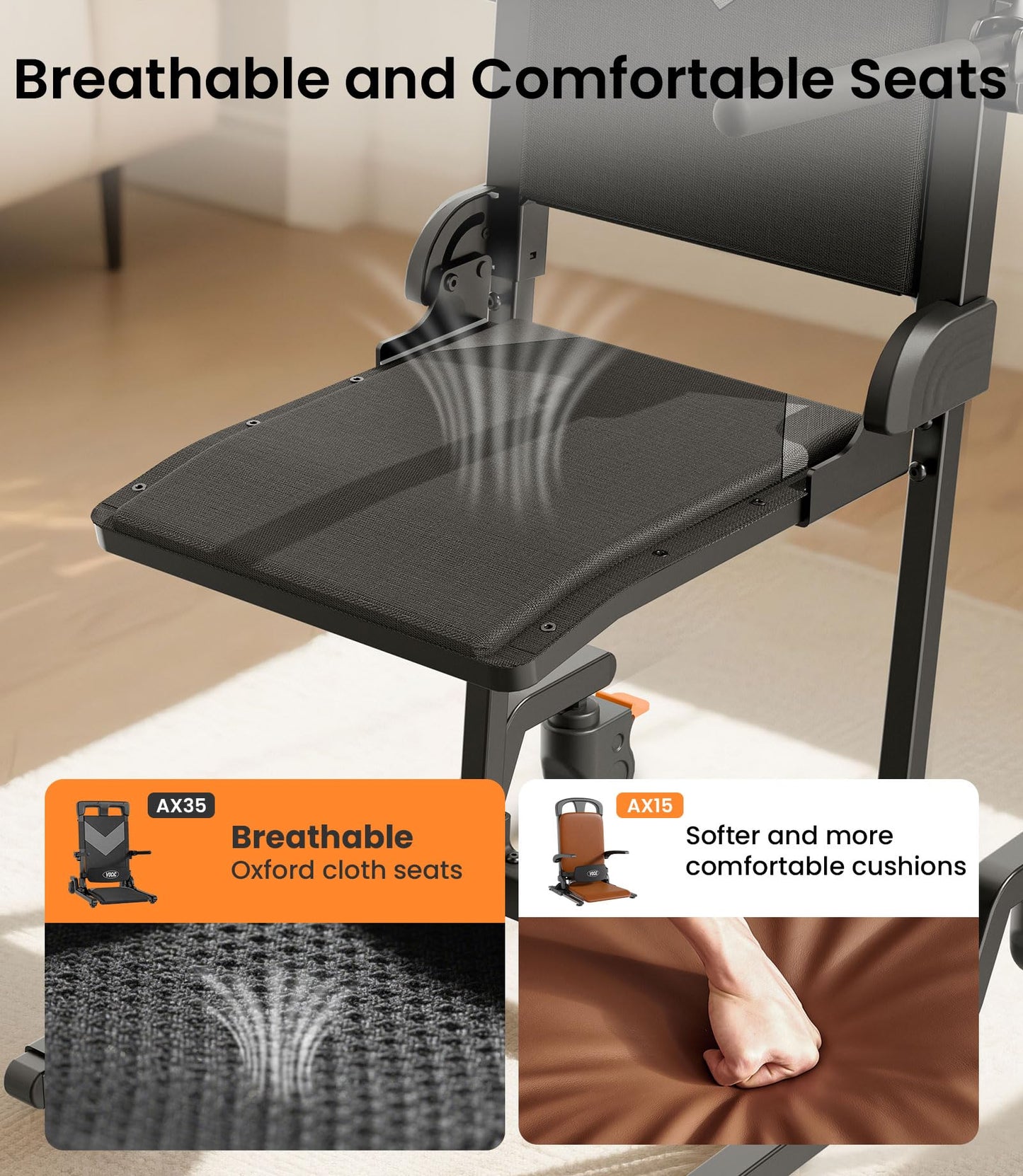 VOCIC Movable Electric Chair Lift with 4 Wheels, Portable Rolling Chair Lift with T-Stabilized Base, Short-Distance Transport, Help Stand from Floor for Seniors, Supports 350 LBS, AX35