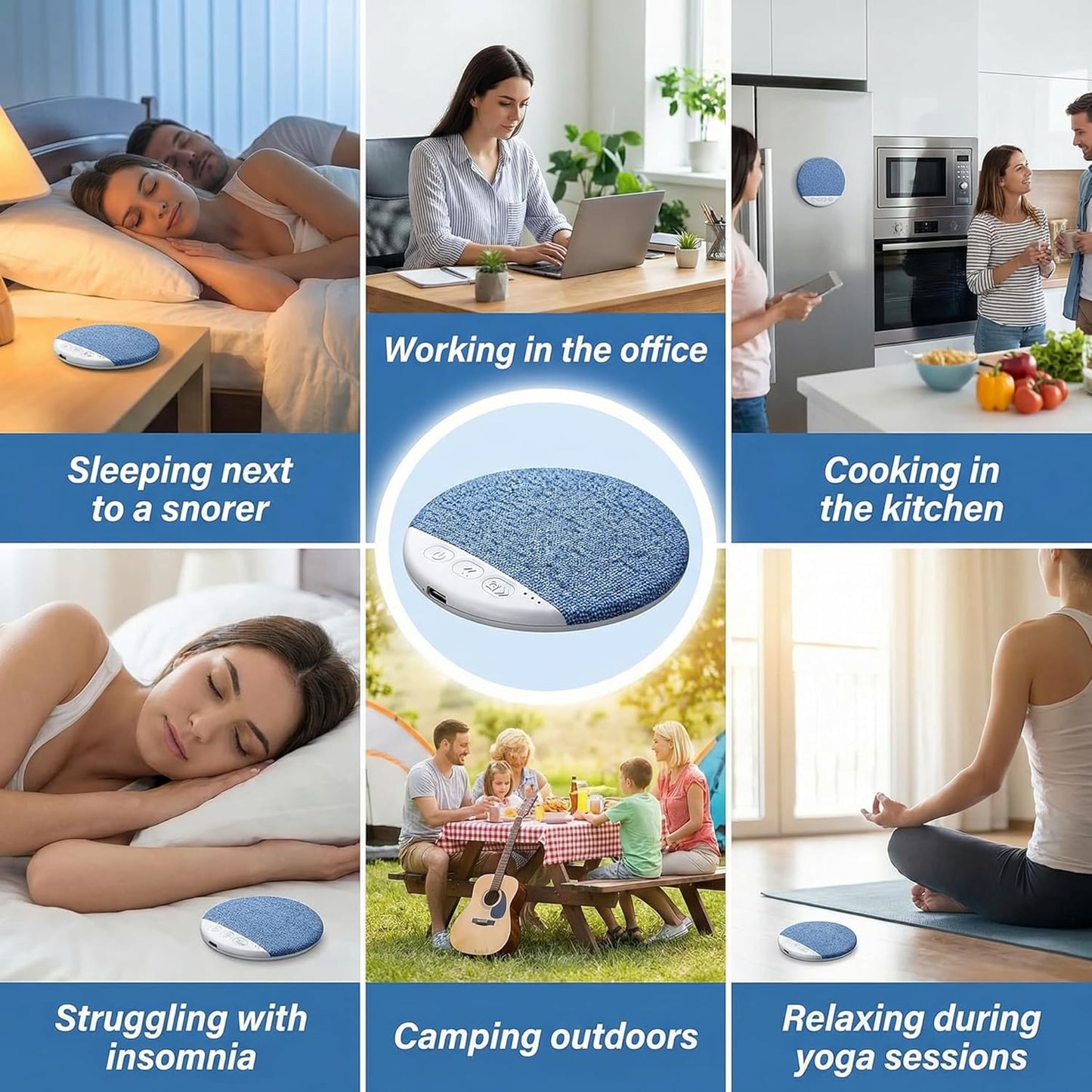 Tocualvoss Ultra-Thin Bluetooth Pillow Speaker,Mini Portable Under Pillow Speaker with White Noise Timer Wireless Sleep