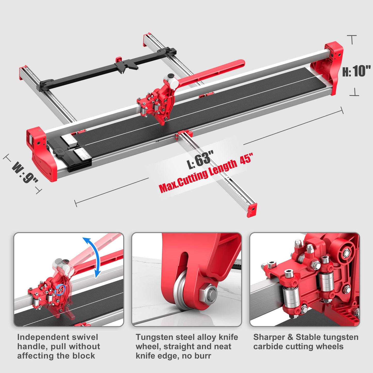 SHIJING 48-inch Manual Tile Cutter,48 inch,Porcelain Ceramic Tile Cutter with Tungsten Carbide Cutting Wheel,Tile cutter