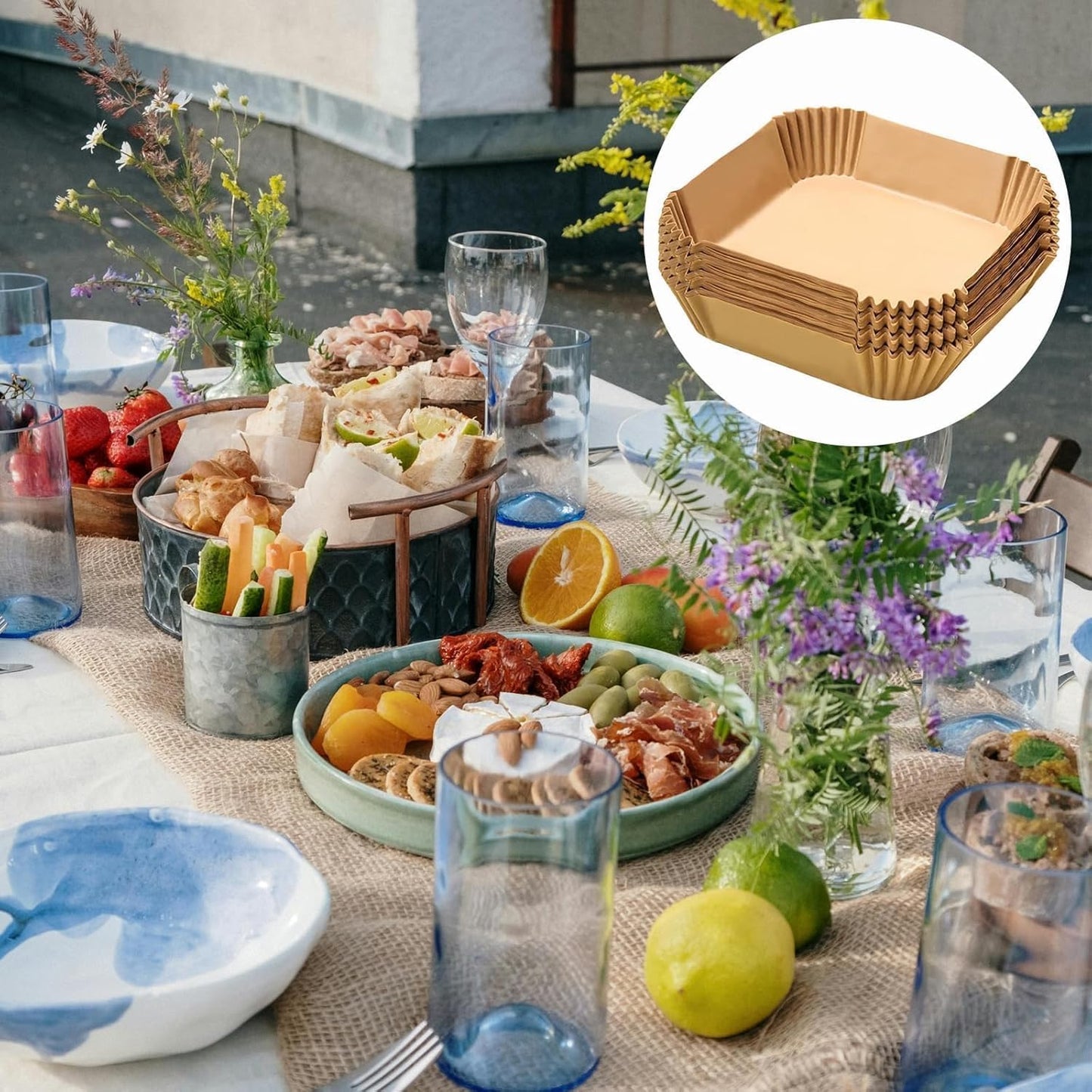 Air Fryer Liners | Non-Stick Disposable Parchment Paper for Baking & Roasting - 200 PCS 9'' Square for 5-8QT