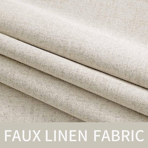 MIULEE Linen Texture Curtains - 100% Blackout Thermal Insulated Drapes | Beige, 52x72 Inch (2 Panels)