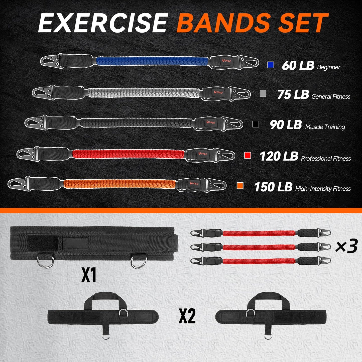 Vertical Jump Trainer Equipment Leg Bounce Trainer Device Speed and Agility Resistance Bands with Ankle Straps & Belt Leg Extension Machine for Boxing Basketball Football Tennis Fencing Training