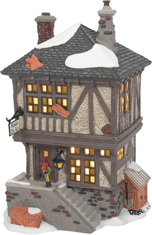 Department 56 Porcelain Dickens Village | A Christmas Carol Miner's Home Building & Figurine Set - 7.87 Inch, Multicolor