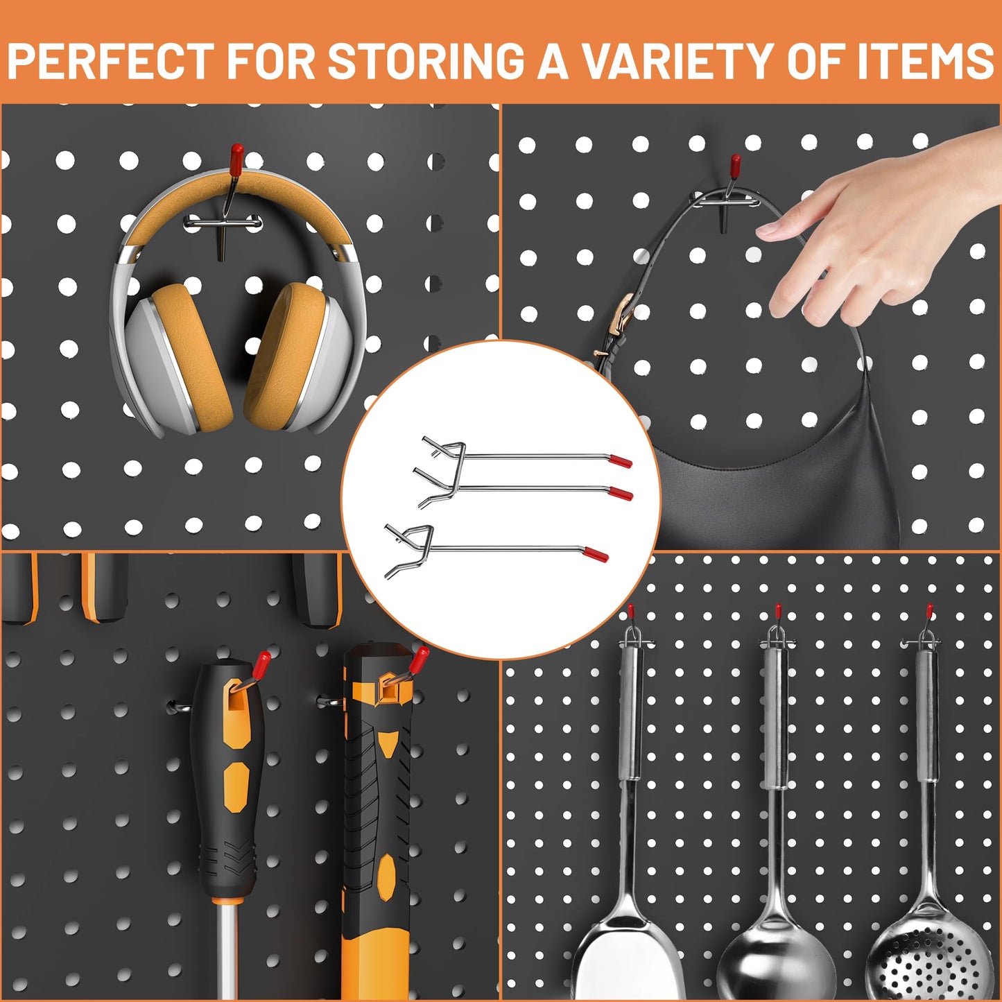 Ultrawall 120-Piece Pegboard Hooks Set, Peg Board Organizer Accessories with Bins for Hanging Various Tools in Garage, Kitchen, Craft Room