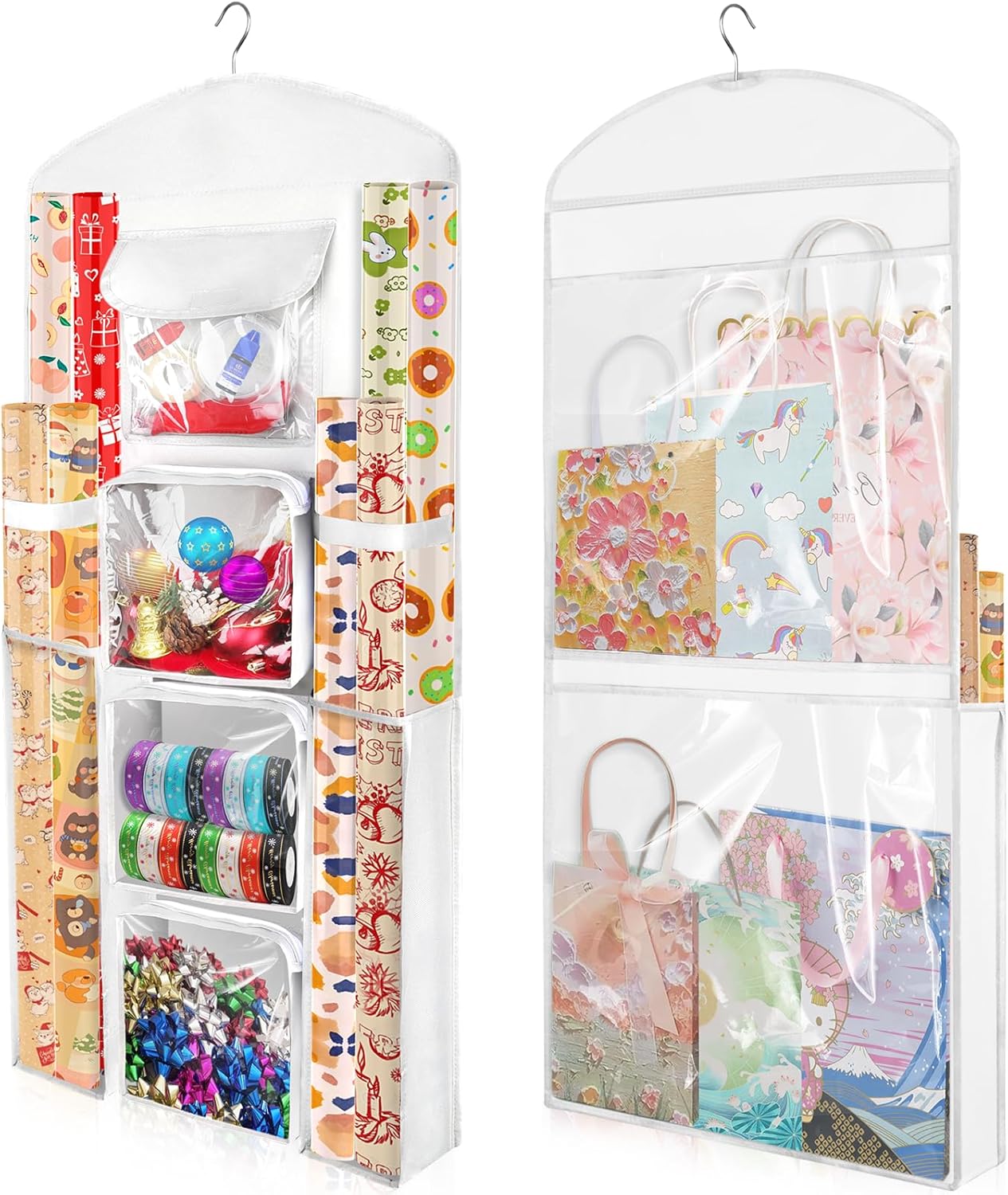 Woodoulogy Gift Wrapping Paper Storage Bag - 40" X 17" Double-Sided Christmas Organizer | Oxford Craft Roll Holder