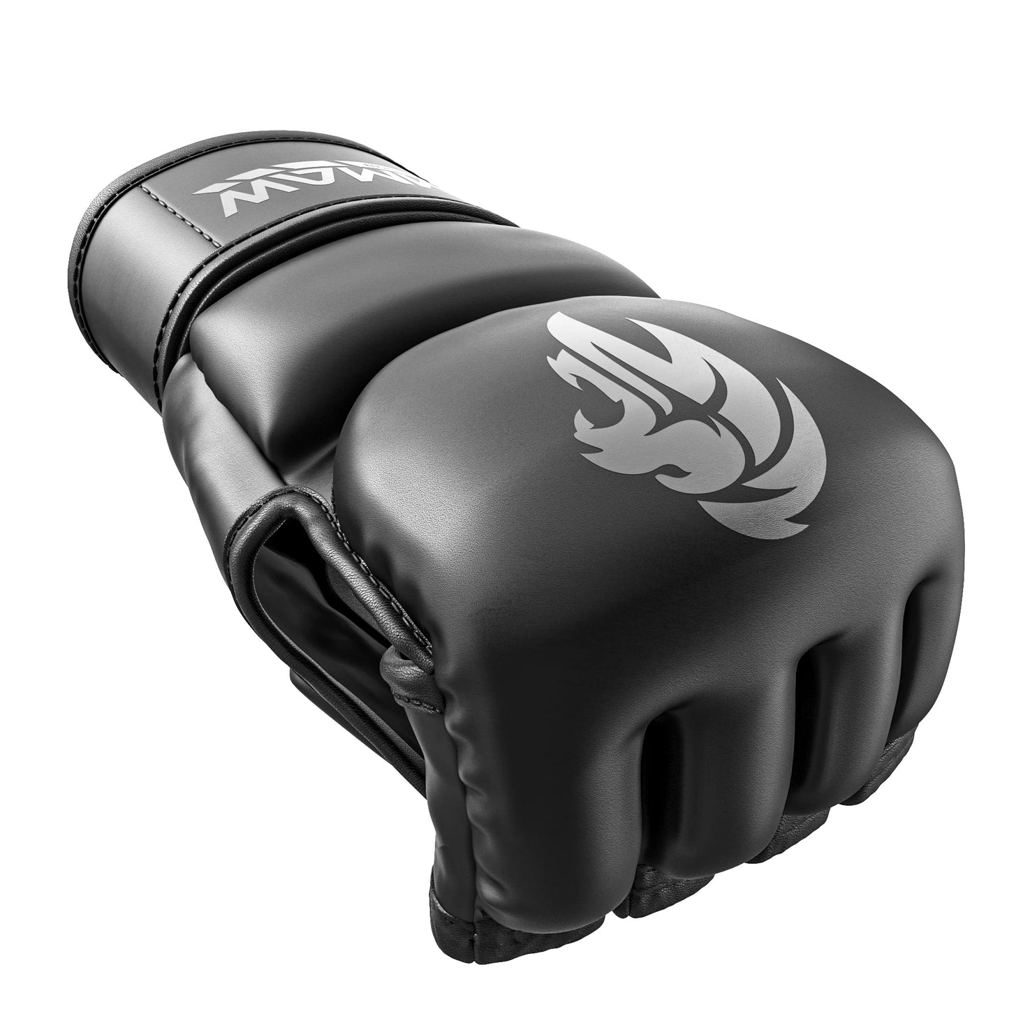 WAMM Sports MMA Gloves - for Men & Women - MAXForce EVE Anti-Injury Shock Absorb Boxing Gloves Kickboxing Gloves - Half Finger, Open Palm for Muay, Sparring, Punching Bag (Black, Large/XLarge)
