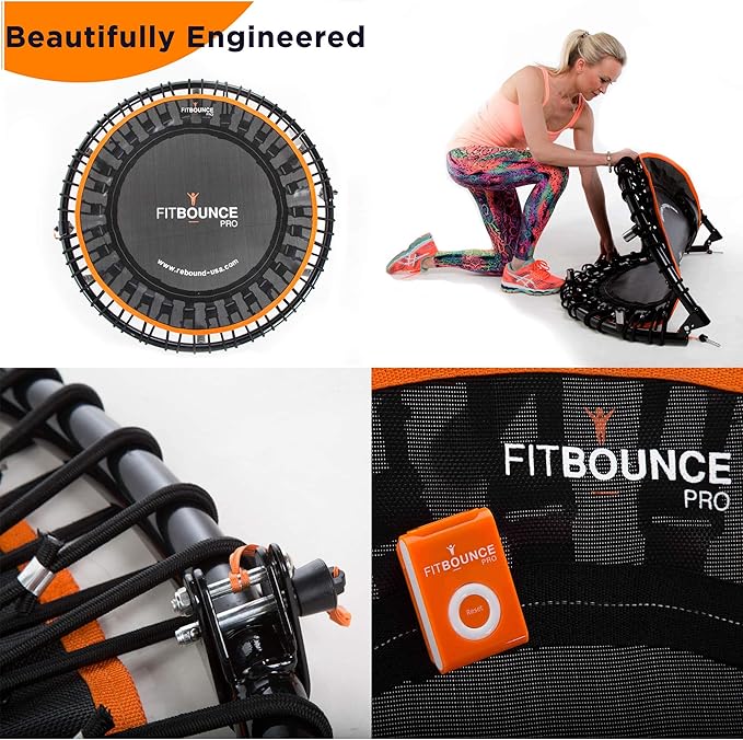 MXL FIT Bounce PRO Bungee Rebounder - Premium Indoor Mini Trampoline for Adults and Kids, Silent Low-Impact Bounce, Half-Folding with Foldable Steel Legs & Carry Bag