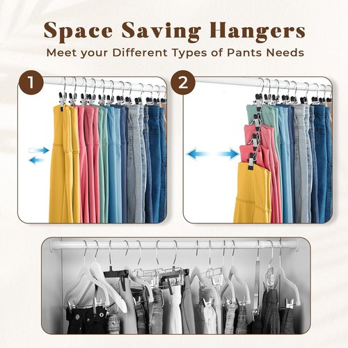 HOUSE DAY Metal Legging Organizer - Space-Saving Yoga Pants Hangers with Rubber Coated Clips | Pack of 60