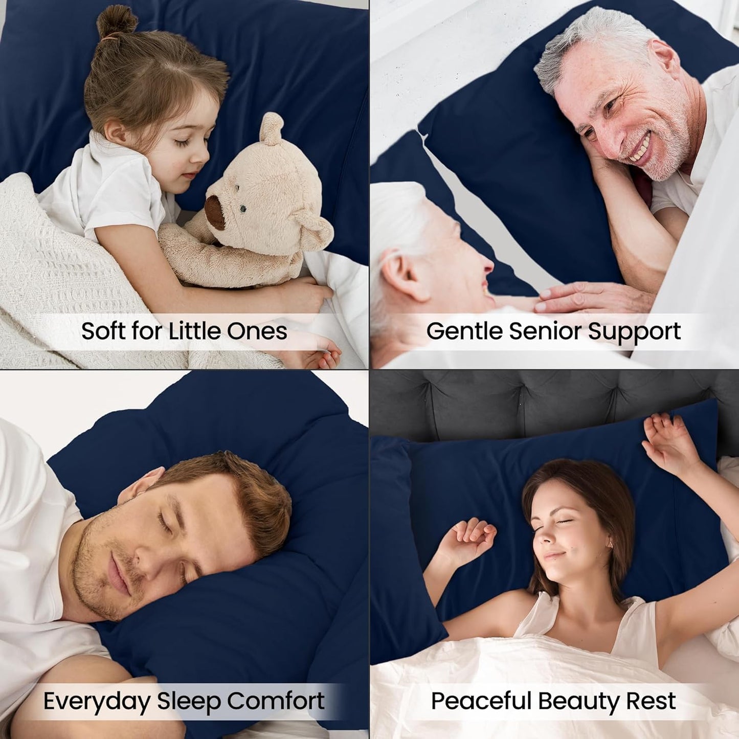 Utopia Bedding King Pillow Cases - Soft Brushed Microfiber - Fade Resistant | 20 x 40 Inches, Navy - 2 Pack