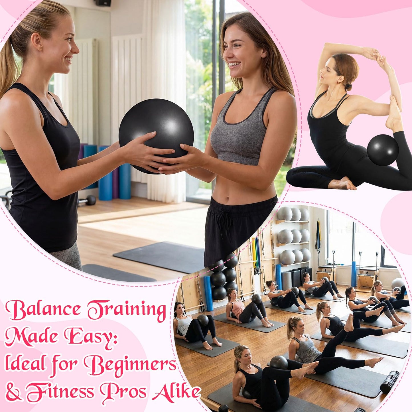 Teyva Daily 40 Pcs Small Exercise Pilates Ball Bulk 9 Inch Mini Yoga Balls Anti Burst and Slip for Stability Fitness Physical Therapy Stretching & Core Workout at Home Gym Office Class(Black Gray)