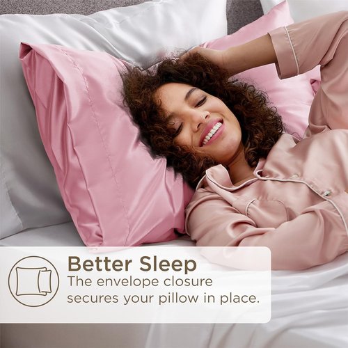 Bedsure Satin Pillowcase - Pink Silky Pillowcase 4 Pack for Hair & Skin | Queen Size 20x30 Inches