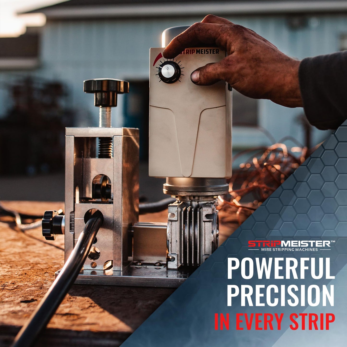 StripMeister E350x Electric Automatic Wire Stripping Machine – Wire Size Up To Ø1", Jam-Free, Ultra Fast Scrap Wire Stripper with Ultra Grip Feeders for Copper Wires