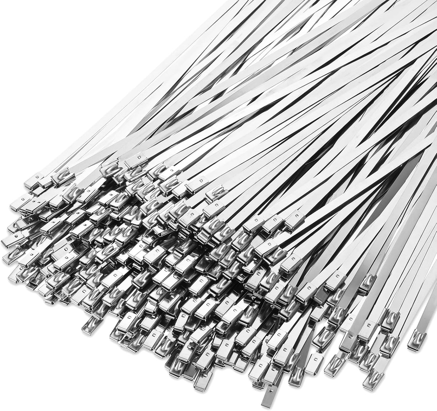 FdcZeyxior 500 11.8 Inch 304 220 Pcs Metal Zip Ties Heavy Duty Stainless Steel Zip Ties Self Locking Pound Tensile