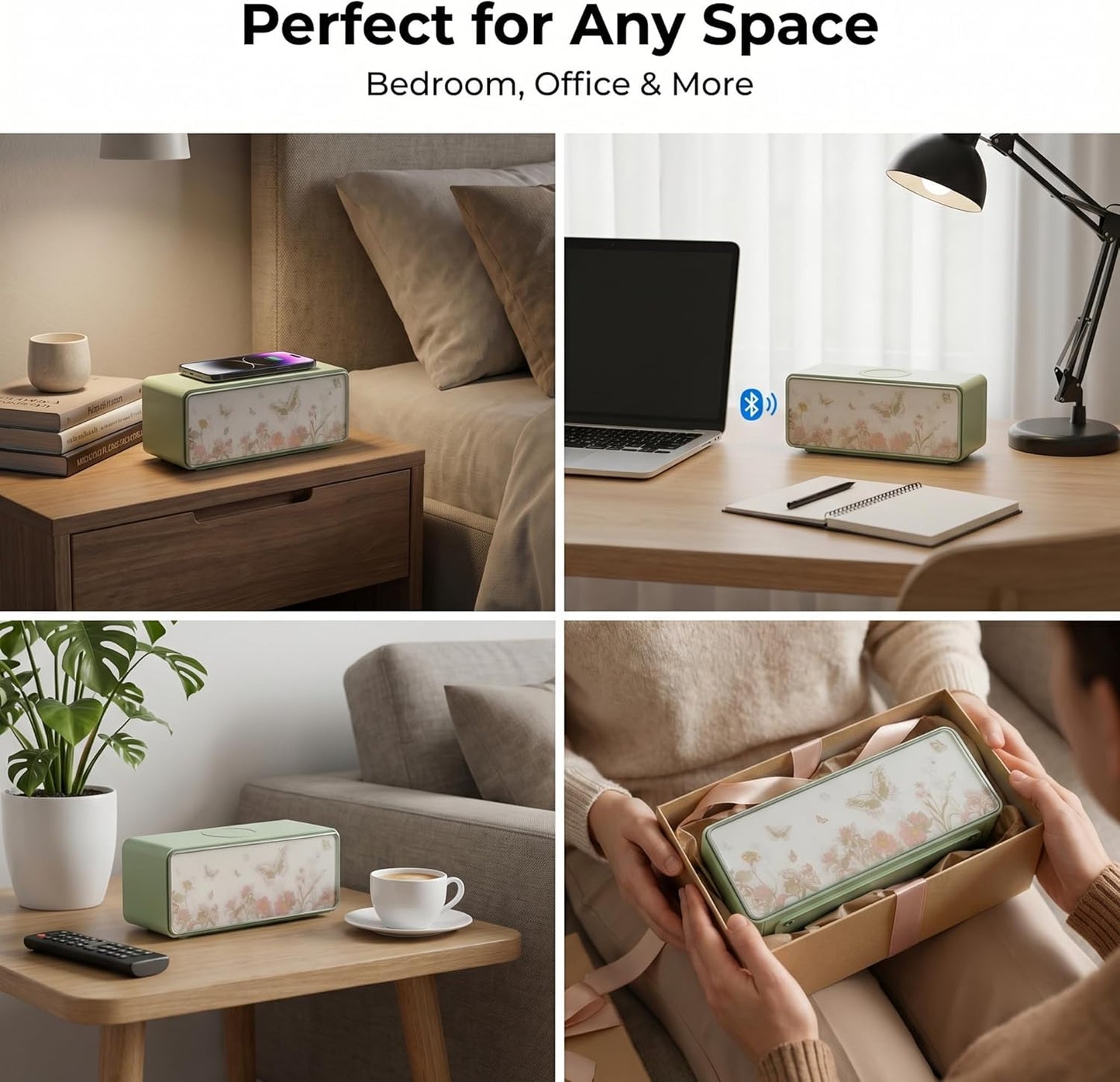 Sleeping4-in-1 DUSVALLY Bluetooth Speaker with Fast Wireless Charger, Adjustable Night Light for Bedroom, Pillow