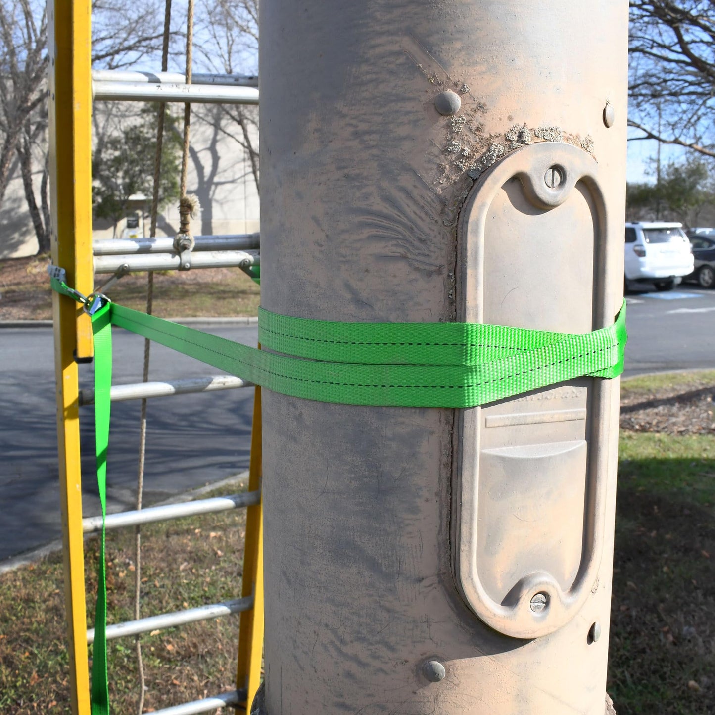 Jameson Ladder Strap Kit for Pole & Tree Climbing, Top & Bottom Ladder Stabilizer Straps, Adjustable Buckles, Heavy-Duty Polyester, 350 lb Rated Safety Tie-Down Set