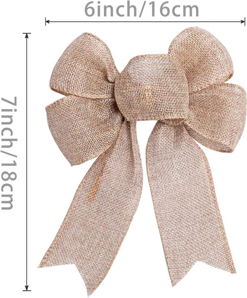 Mini Rustic Jute Bows by [Brand Name] - Burlap Wreaths for Christmas Tree Toppers & Party Decor