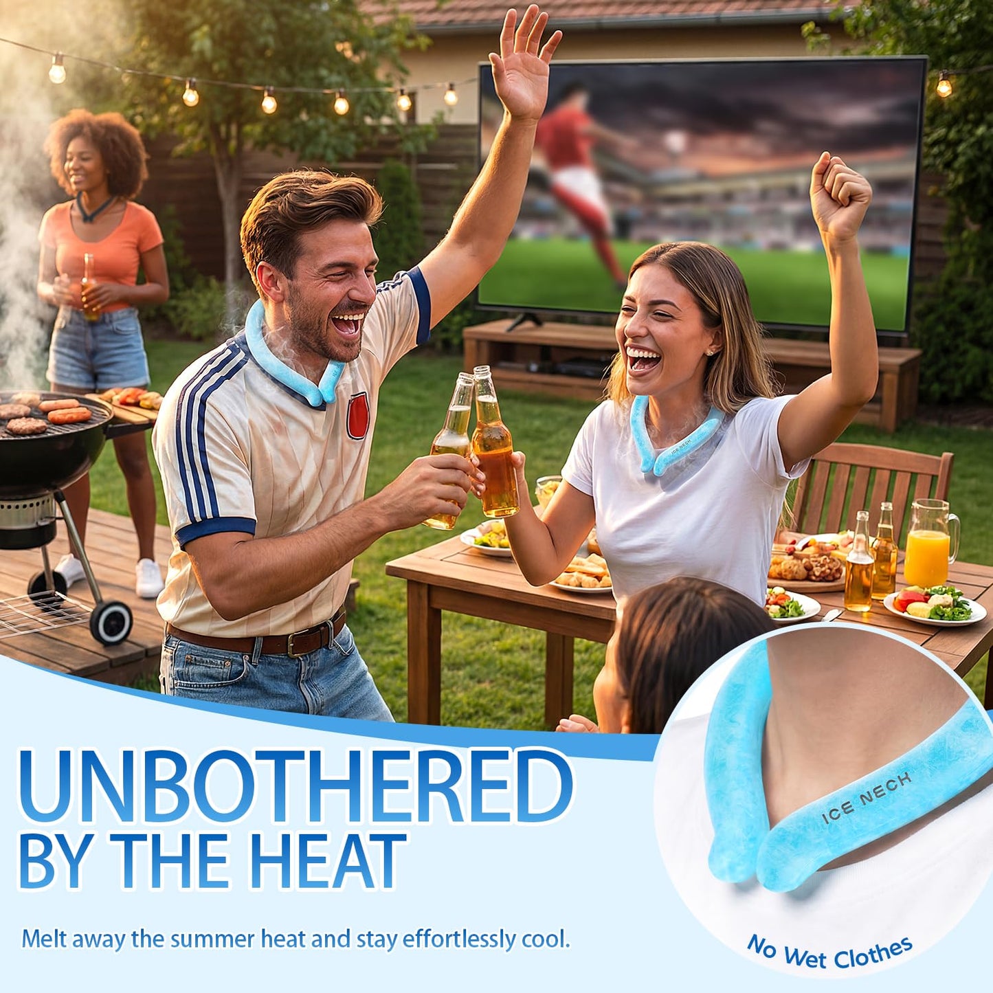 Cooling Neck Wrap for Summer Heat Relief, Wearable Ice Neck Cooler Ring with Quick Freeze Gel, Reusable Hands-Free Cold Band Lasts Up to 5 Hours for Outdoor, Yardwork, Workouts