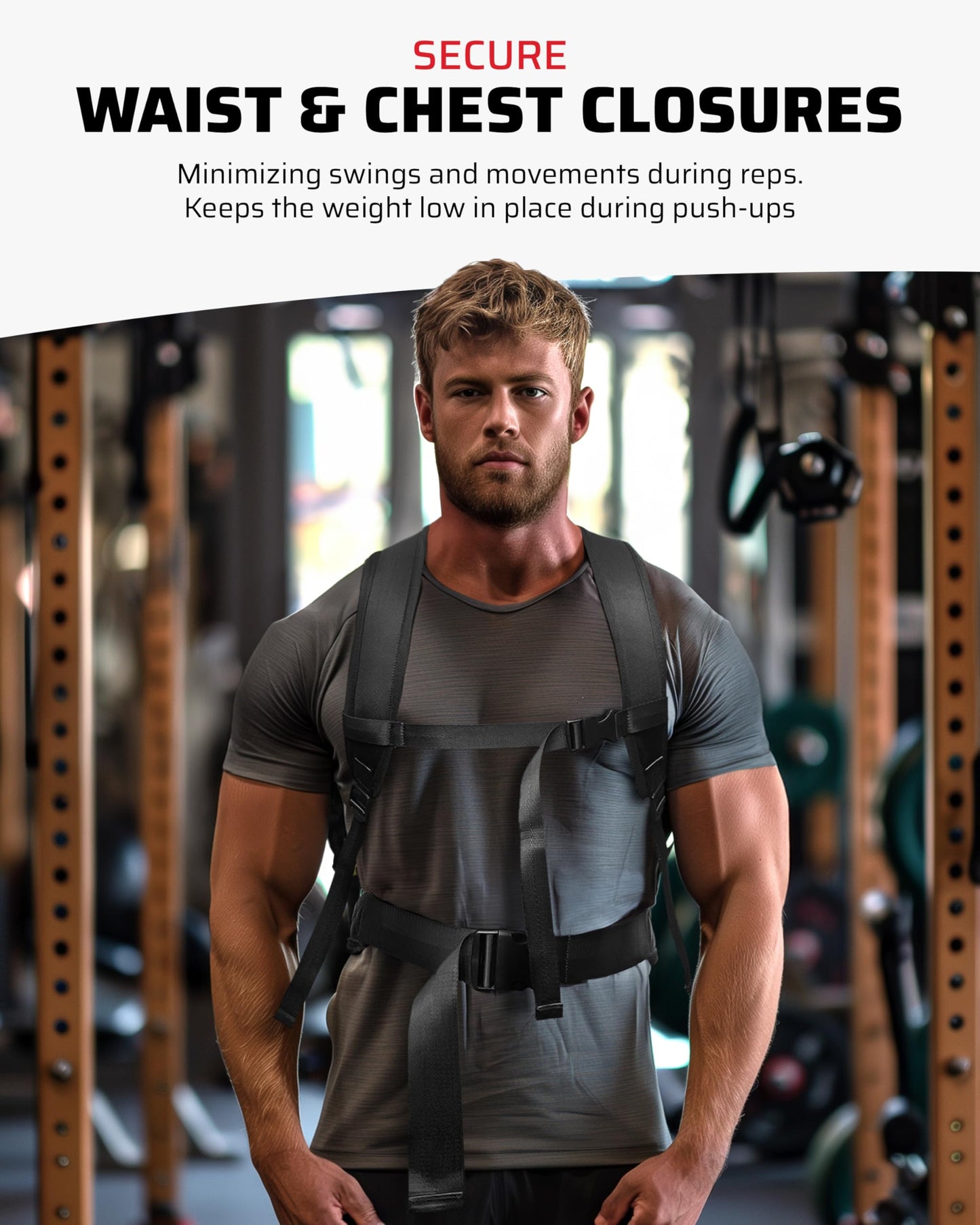 THEFITGUY Weighted Backpack for Gym Weight Plate - for Pushups, Calf Raises, Squats, Wear on Back or Front, Fits Up to 17.5” Diameter, 2.5” Thick Plate, Padded Straps & Secure Buckles - For Home & Gym