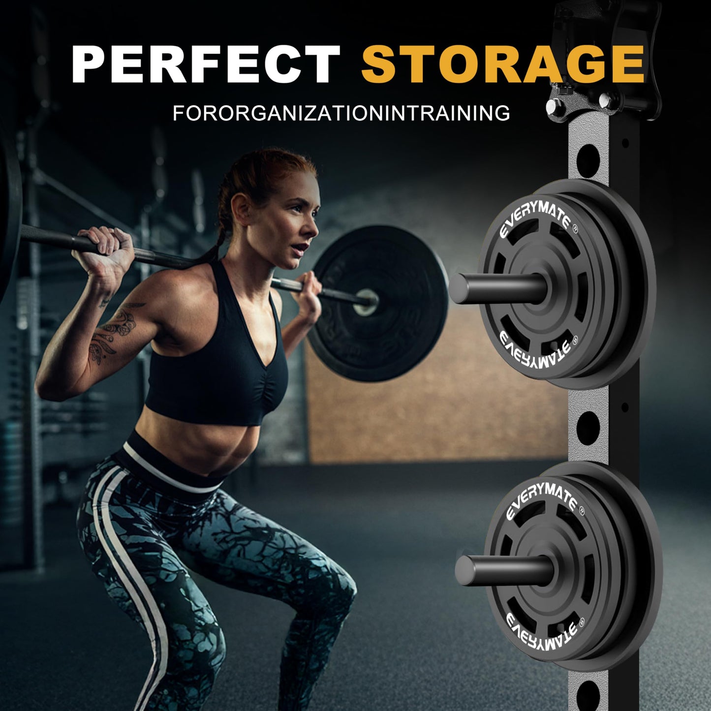 EVERYMATE Weight Plate Holder, Weight Plate Storage Rack, Fitness Squat Rack Attachments, For Power Rack 2x2-3x2,Fit 2" Weight Plates