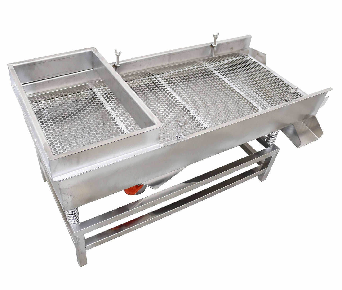 TECHTONGDA Straight Vibrating Sieve Screen Shaker Electric Linear Sifter Machine Stainless Steel One Layer Two Motor 10mm Screen Size 15.7×37.4inch 110V